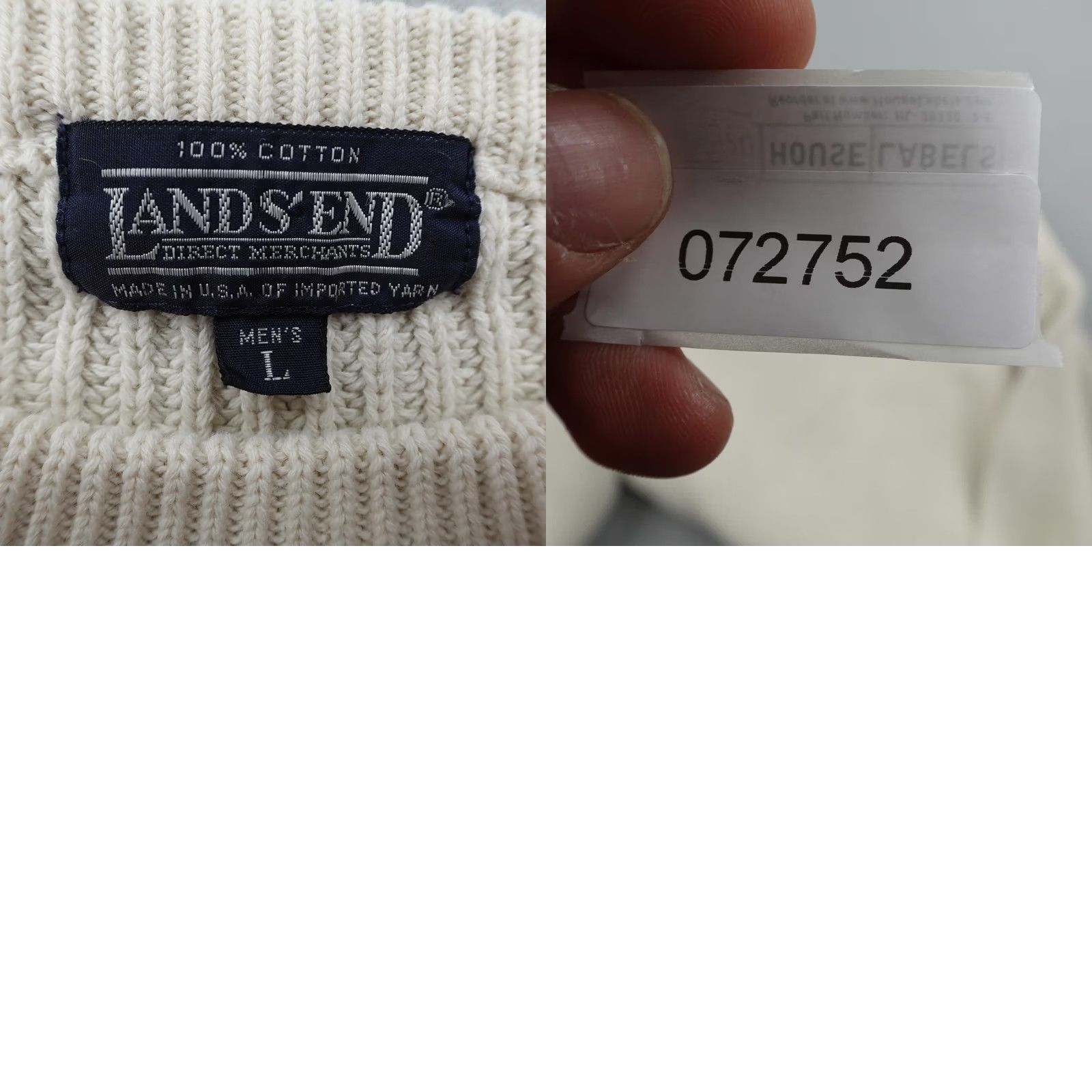 Lands' End VINTAGE Lands' End Sweater Mens Large White Chunky Heavyweight Pullover 90s USA Mens Size US L / EU 52-54 / 3 - 8 Thumbnail