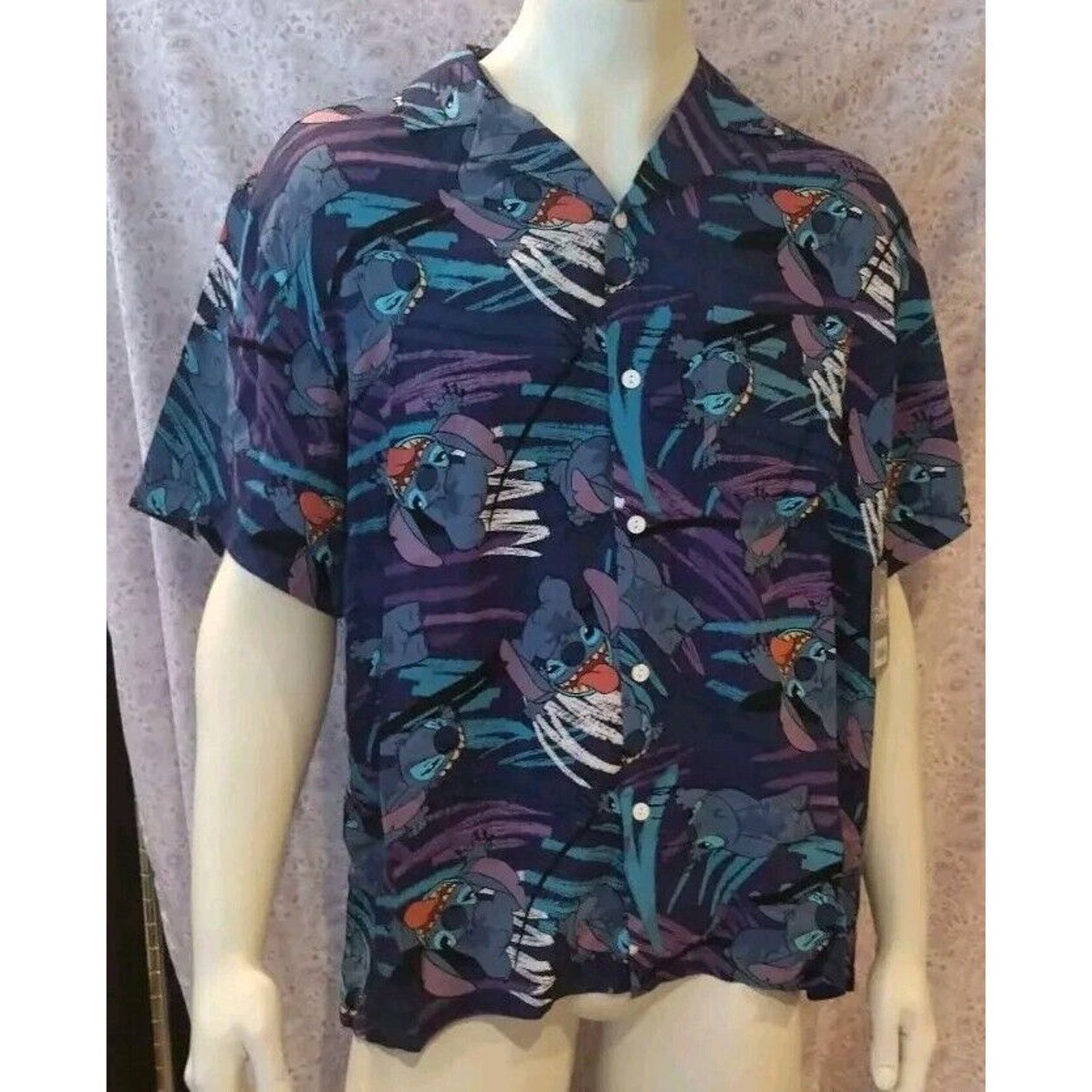Disney Disneys "Stitch" Woven Camp Shirt Adults -Lilo & Stitch XXL Size US XXL / EU 58 / 5 - 1 Thumbnail