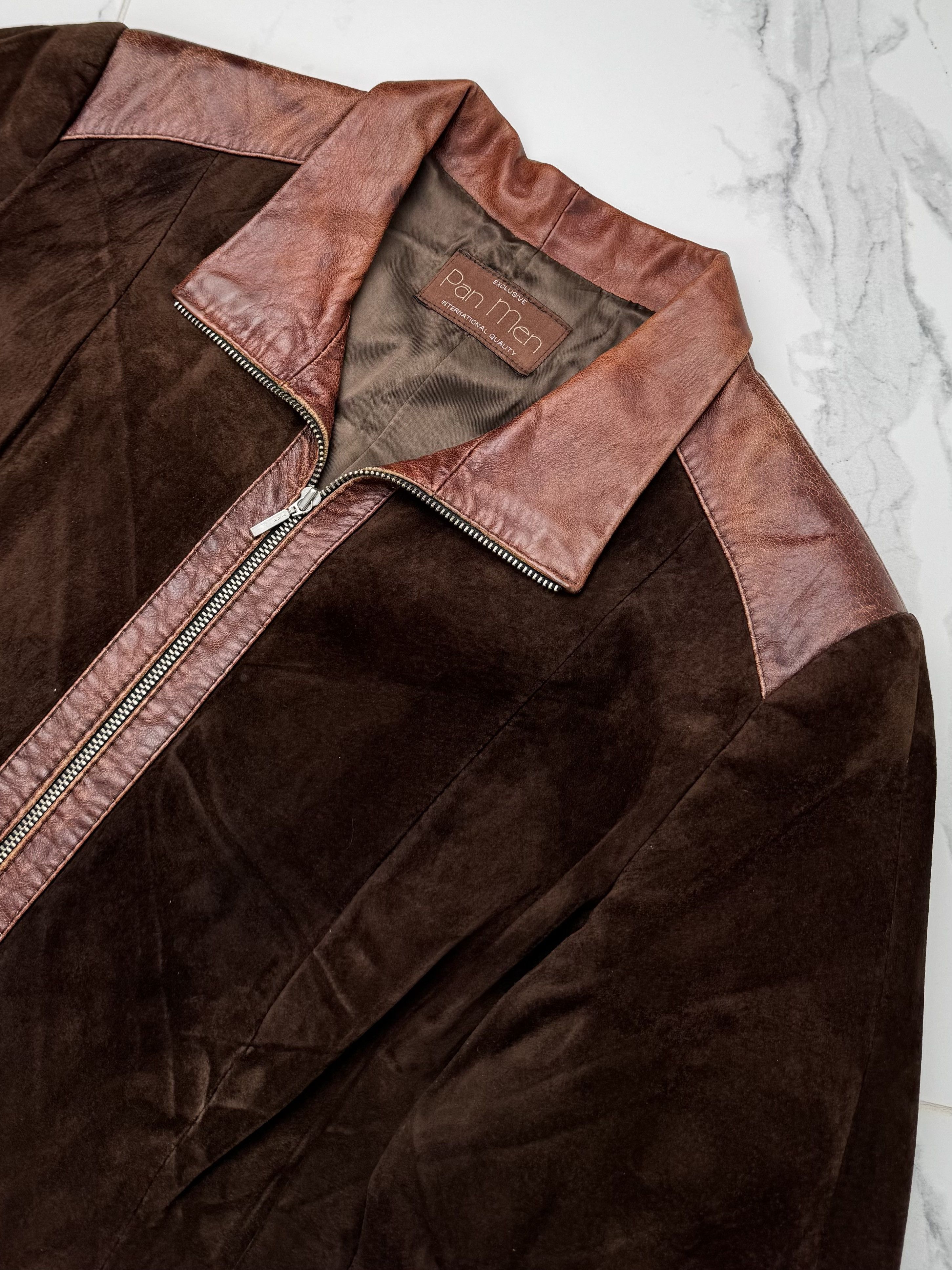 Vintage Women Brown Leather Jacket Y2K Vintage Zip Up Fitted Size L / US 10 / IT 46 - 5 Thumbnail