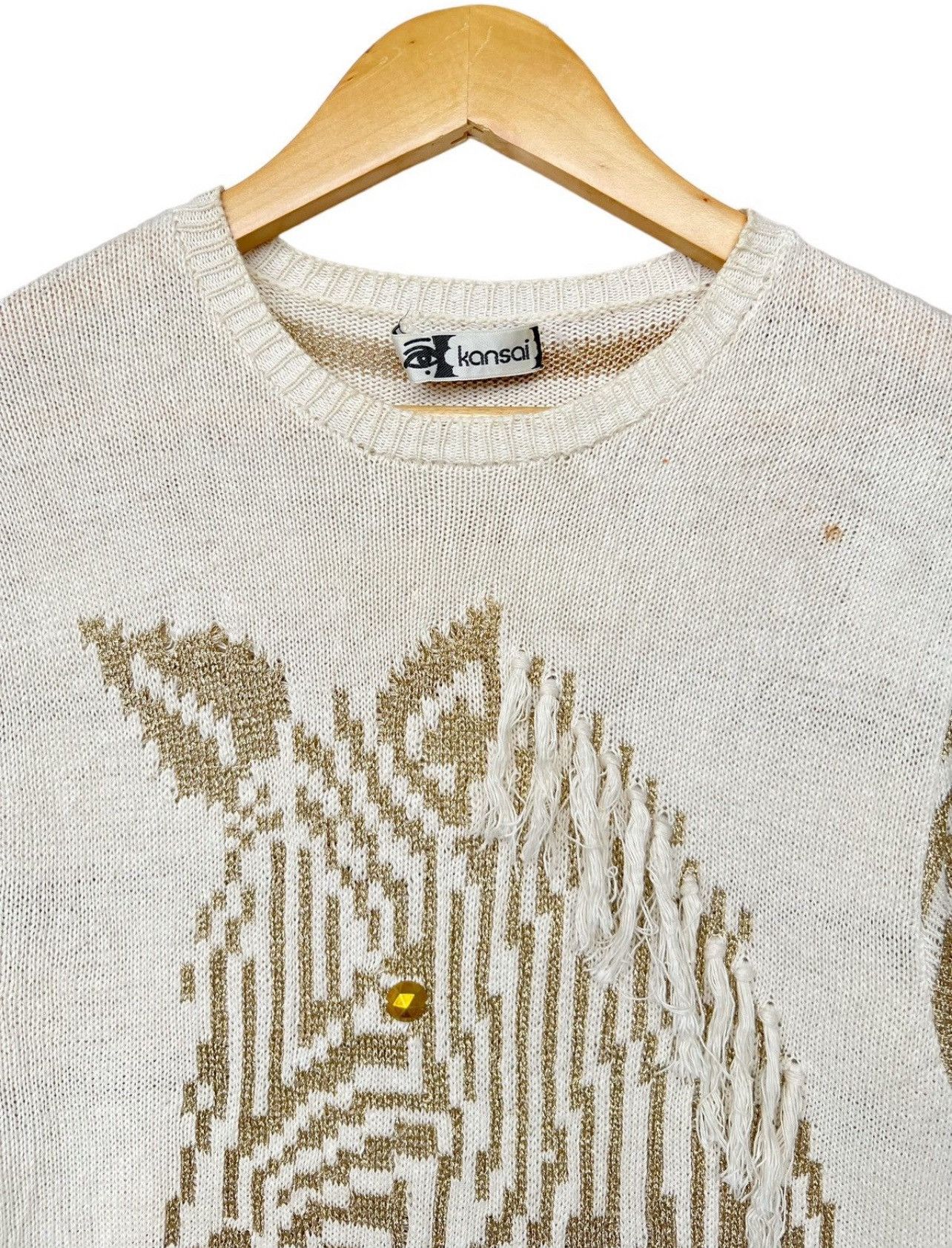 Kansai Yamamoto Vintage 80s Kansai Eye Intarsia Mohair Knitted Animal Vest Size US S / EU 44-46 / 1 - 3 Thumbnail