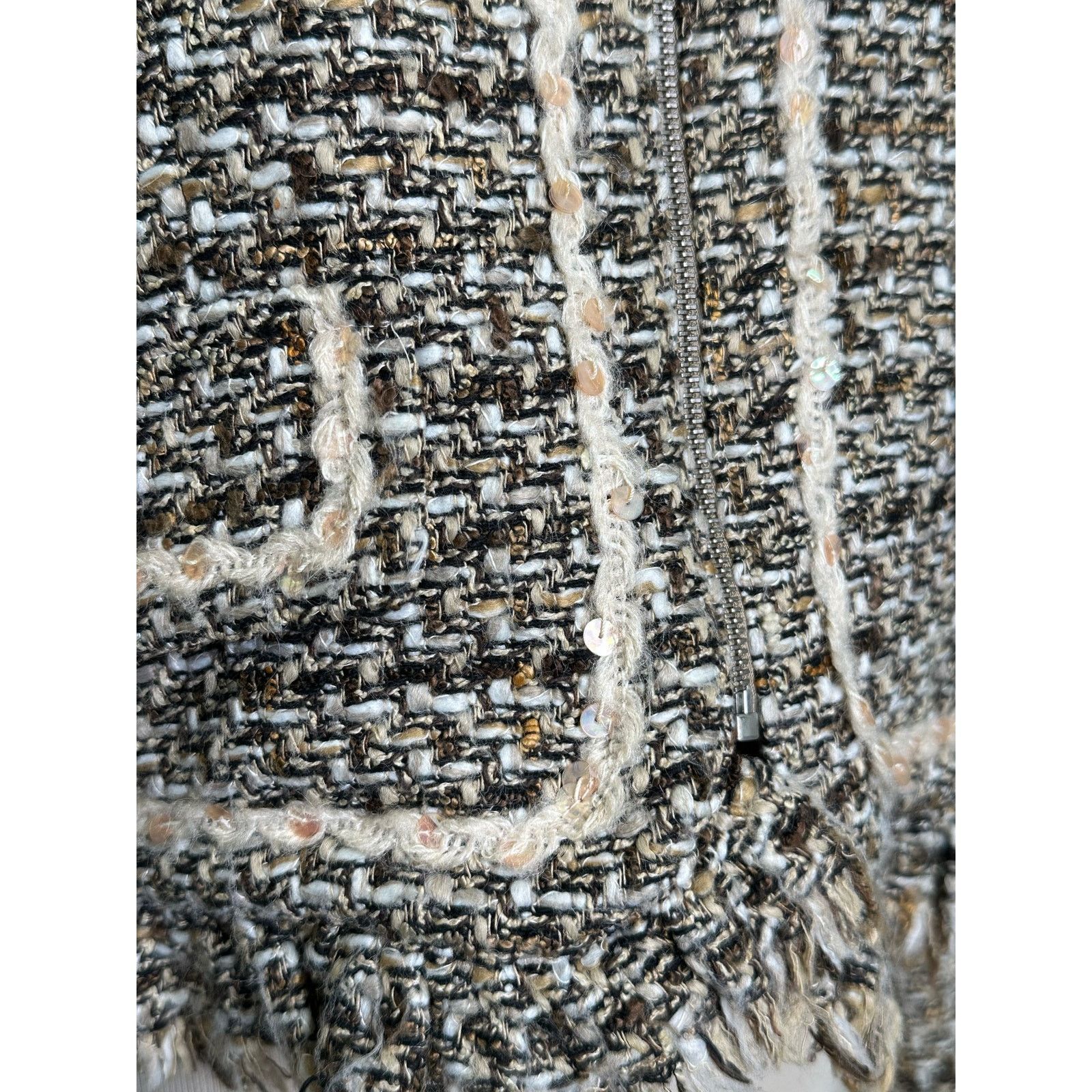 Holt Renfrew Renfrew brown woven fringe zippered jacket blazer size 6 Size M / US 6-8 / IT 42-44 - 8 Thumbnail