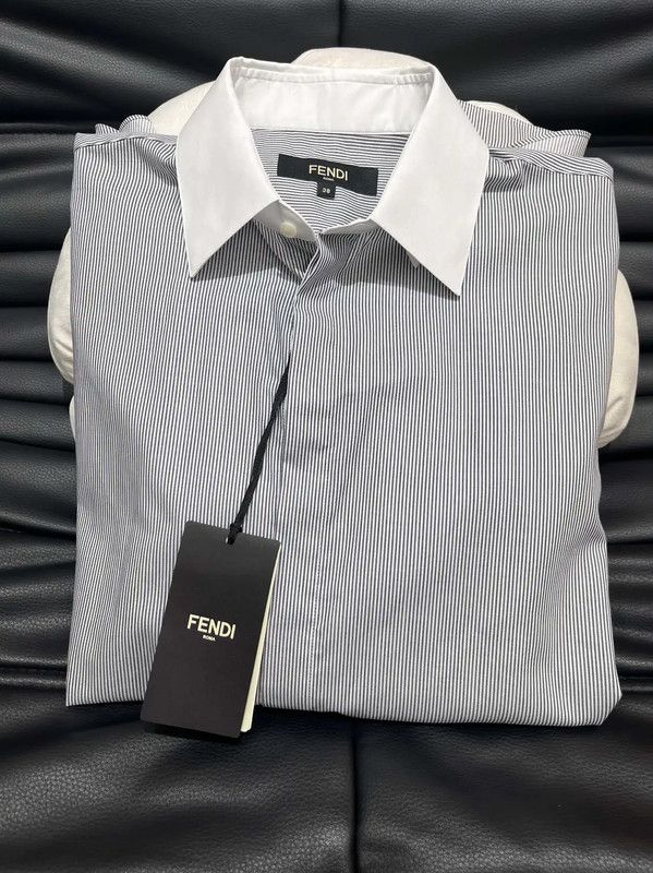 Fendi Fendi Striped Long Sleeve Cotton Shirt 0089 Size US XXL / EU 58 / 5 - 1 Thumbnail