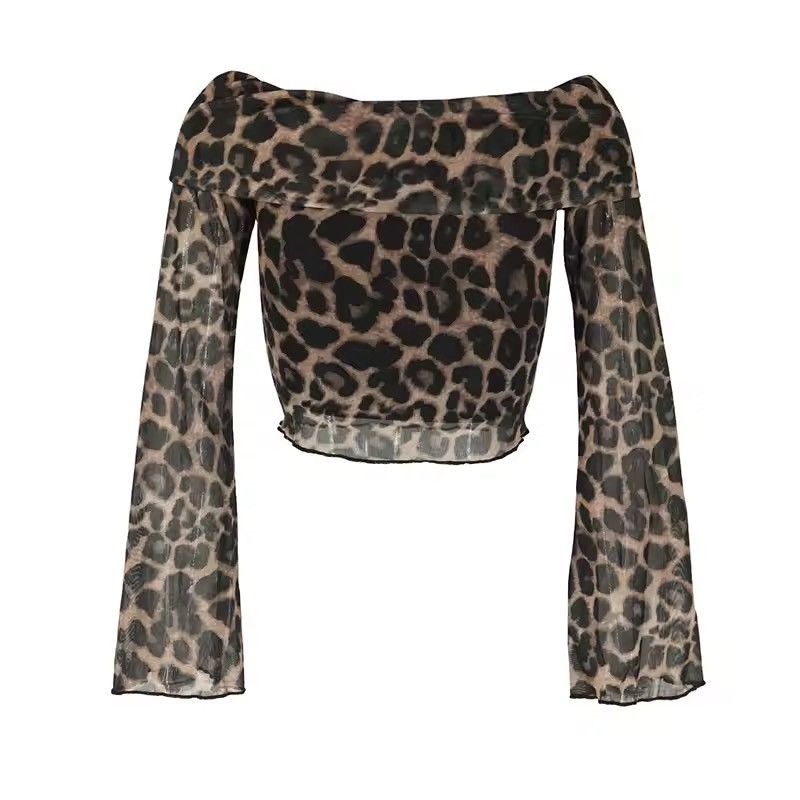 Japanese Brand Sexy Leopard Print Off-Shoulder Top | Trendy & Club Wear Size M / US 6-8 / IT 42-44 - 7 Thumbnail
