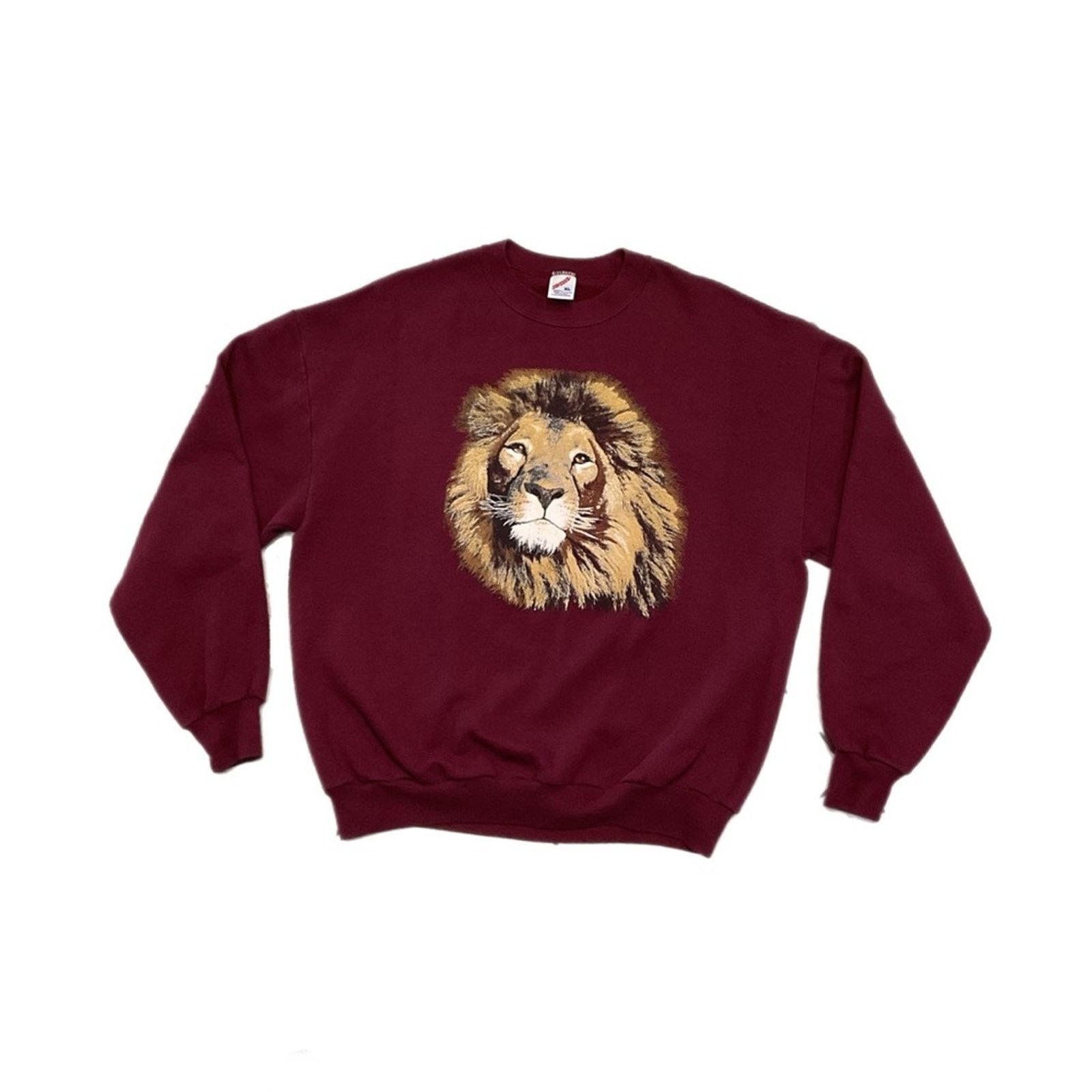 Jerzees Vintage Lion Animal Graphic Maroon Sweatshirt Jerzees Size US XL / EU 56 / 4 - 1 Thumbnail