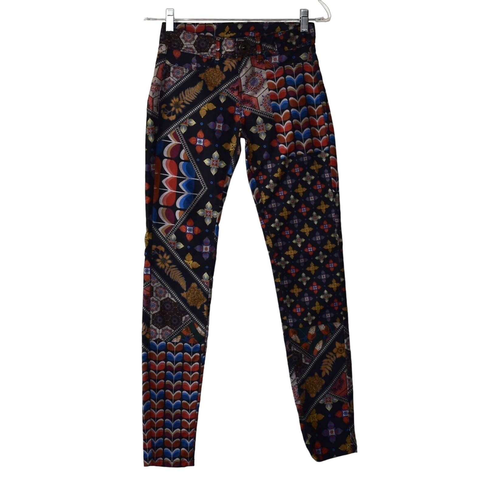 Desigual NEW DESIGUAL Holly Asymmetric Print Skinny Jeans Pants EU 34 Size 27" / US 4 / IT 40 - 1 Thumbnail