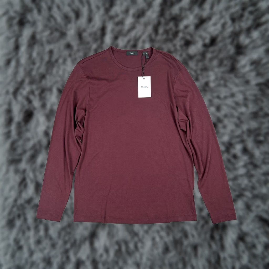 Theory Theory Luxe Cotton Jersey Precise Long Sleeve Tee - Medium Men Red Size US M / EU 48-50 / 2 - 1 Thumbnail
