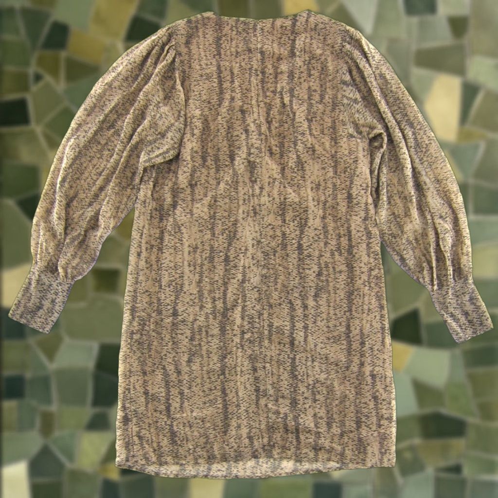 Vintage Rory Beca Brown Snakeskin Print Silky Shift Tunic Dress Long Sleeve V-Neck Small Size S / US 4 / IT 40 - 1 Thumbnail