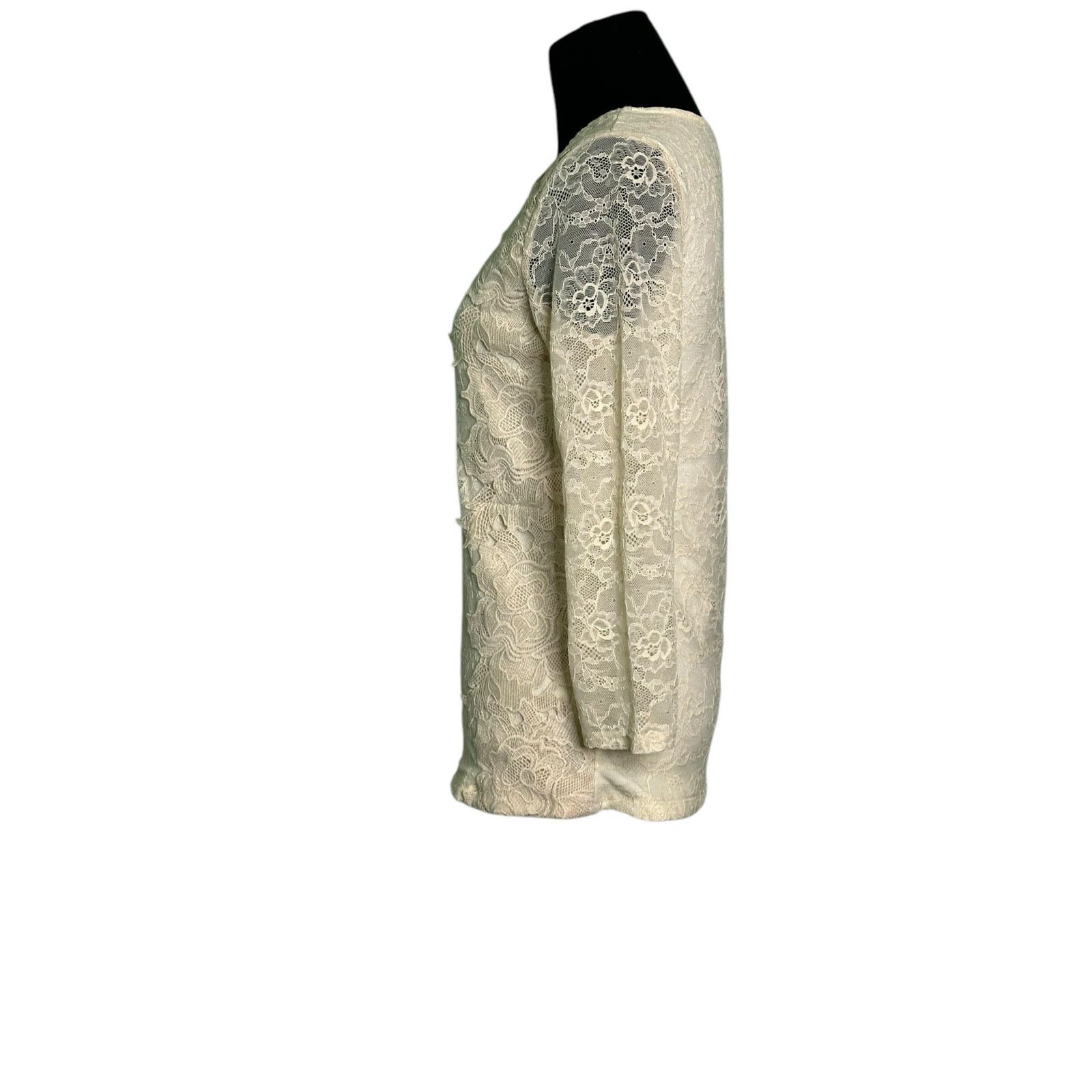 Anthropologie Sunday in Brooklyn cream lace 3/4 sleeves blouse size XS Size XS / US 0-2 / IT 36-38 - 5 Thumbnail