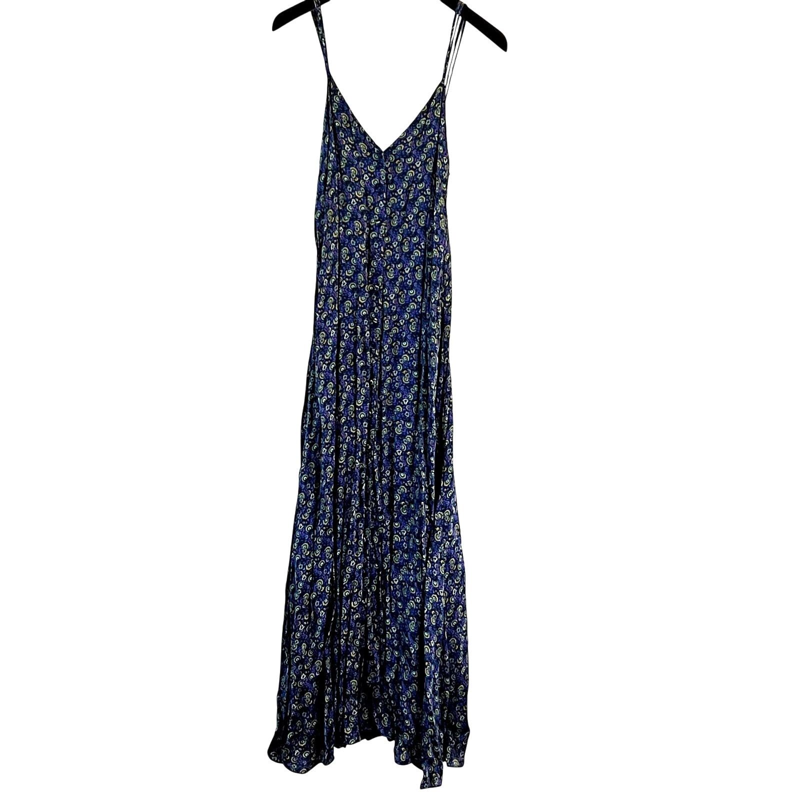 RHODE Rhode Gathered printed sateen maxi dress royal blue size S Size S / US 4 / IT 40 - 3 Thumbnail