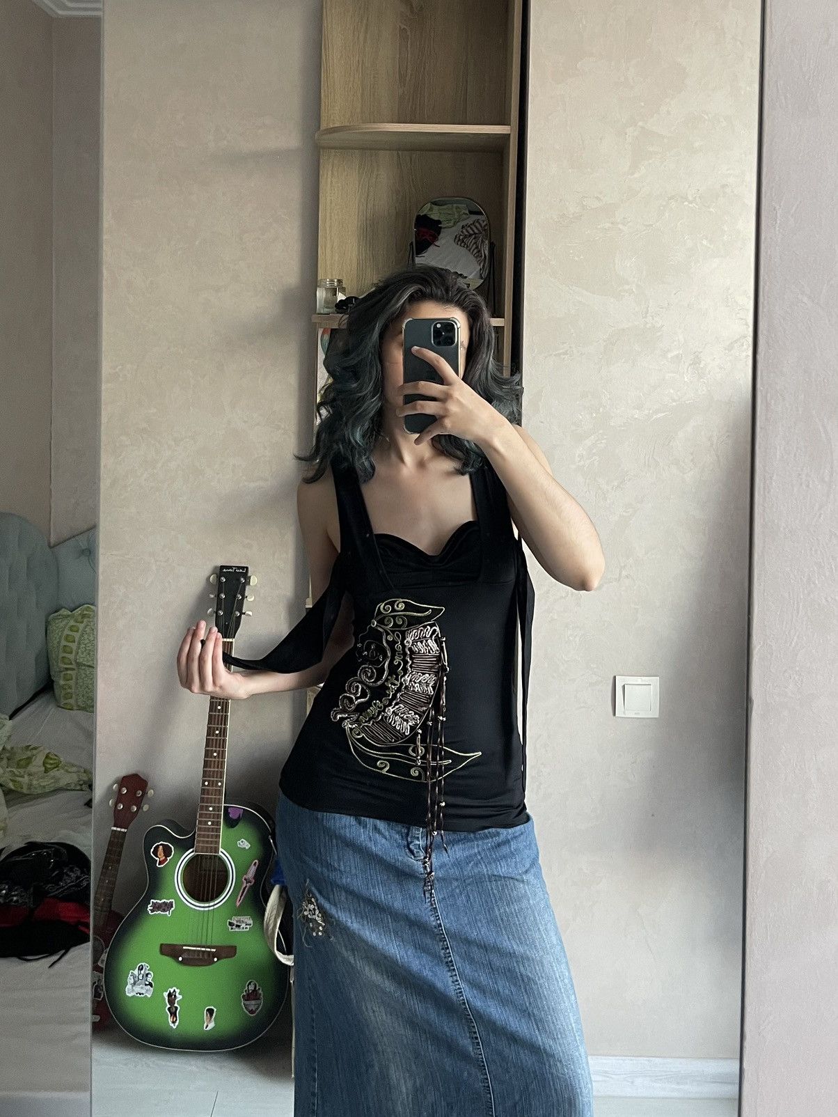 Other Save the Queen elastic black top with embroidery and beads Size S / US 4 / IT 40 - 7 Thumbnail