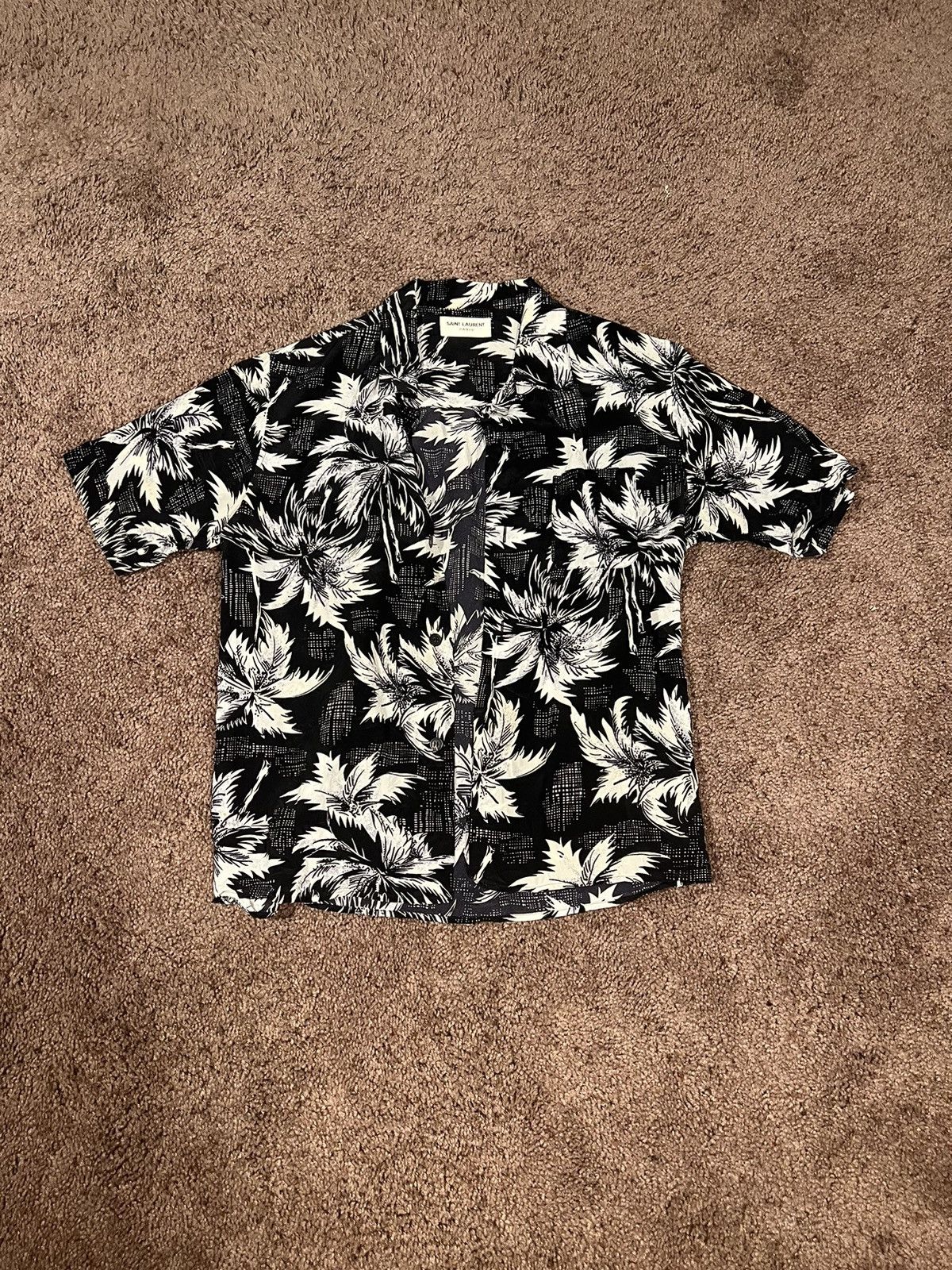 Saint Laurent Paris Saint Laurent Black Hawaiian Shirt SS14 Size US S / EU 44-46 / 1 - 1 Thumbnail