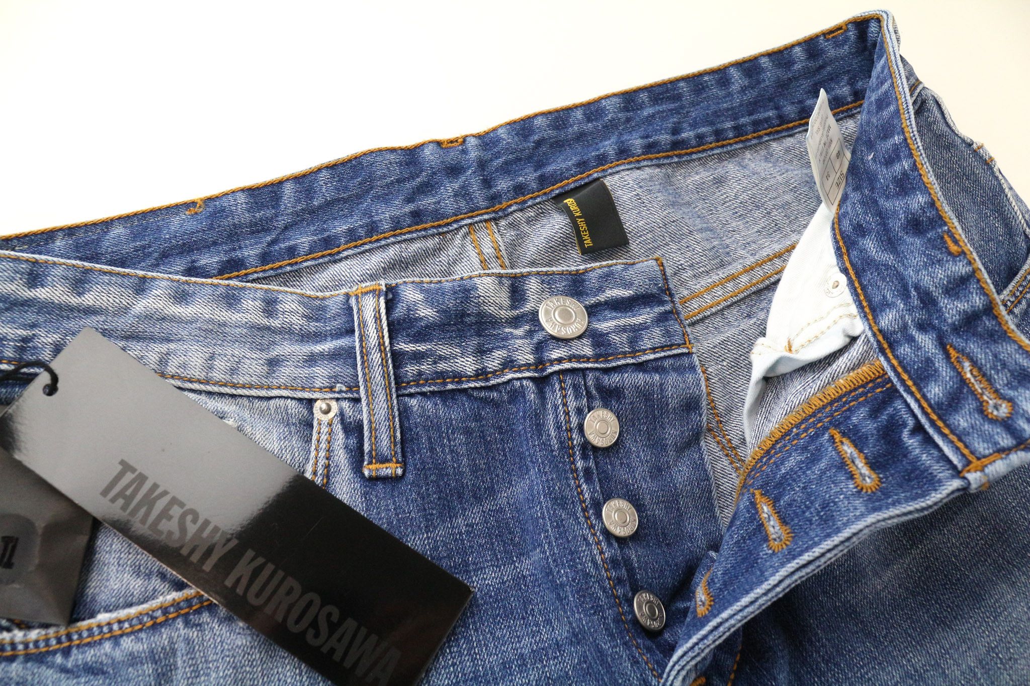 Takeshy Kurosawa TK 08 W34 Blue Distressed Button Slim Jeans 75721 Size US 34 / EU 50 - 3 Thumbnail
