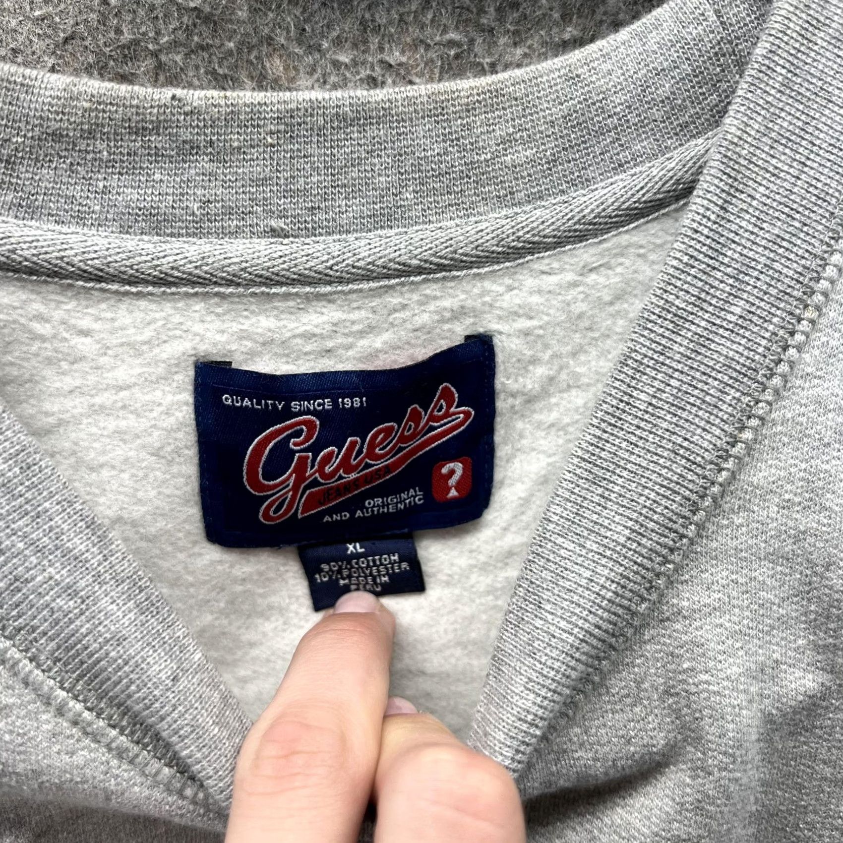 Guess GUESS Sweatshirt Mens XL Gray Logo Sleeve Pullover Fleece Crewneck Embroidered Tape KS Size US XL / EU 56 / 4 - 7 Thumbnail