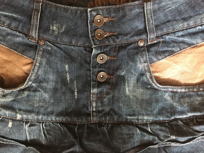 Vintage Y2K Vintage Mini Denim Jeans Mini skirt WITH FRILLS Size 28" / US 6 / IT 42 - 3 Thumbnail