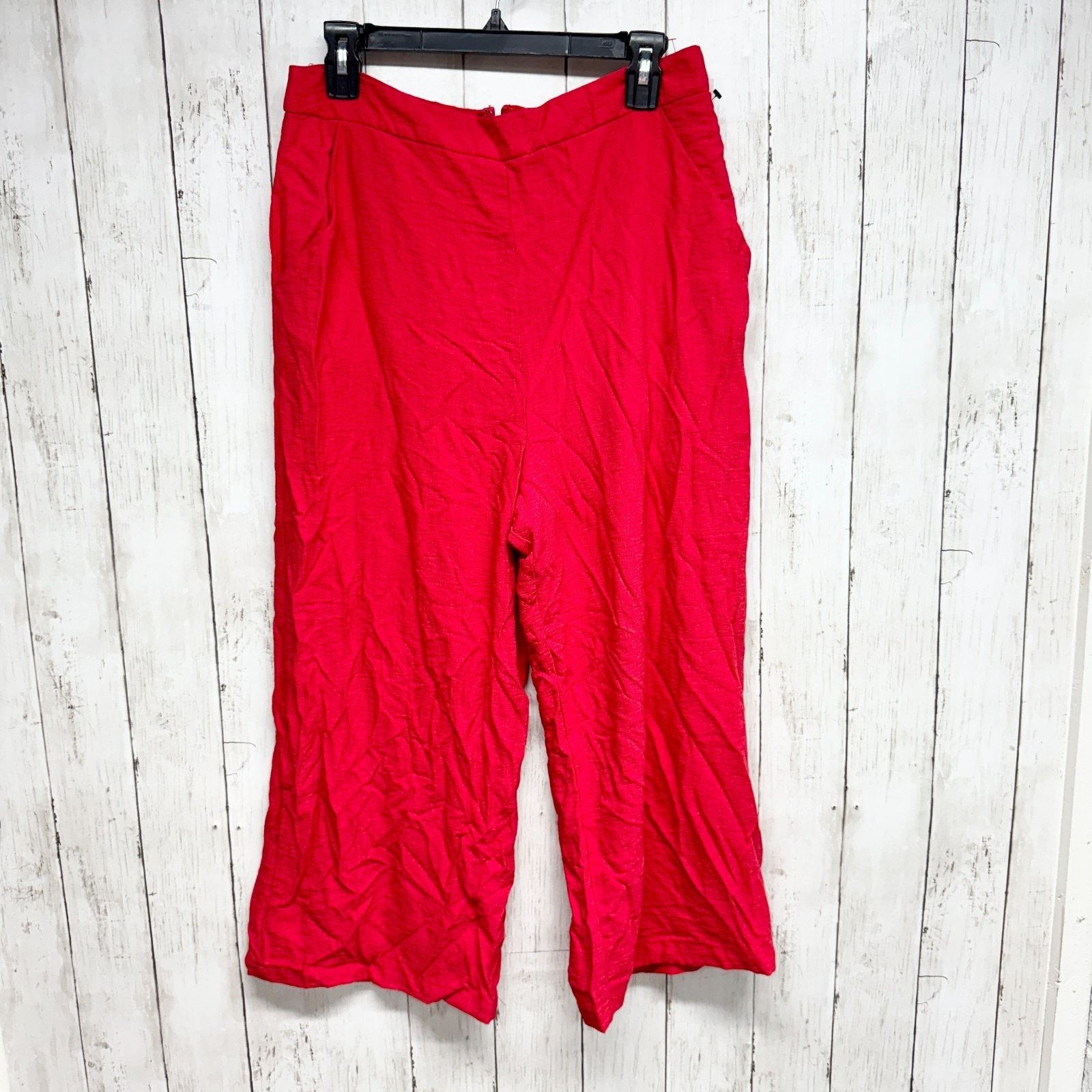 Other City Studio Pants Size 11 Red Crop Wide Leg Zip Back Flared Size 32" / US 10 / IT 46 - 1 Thumbnail