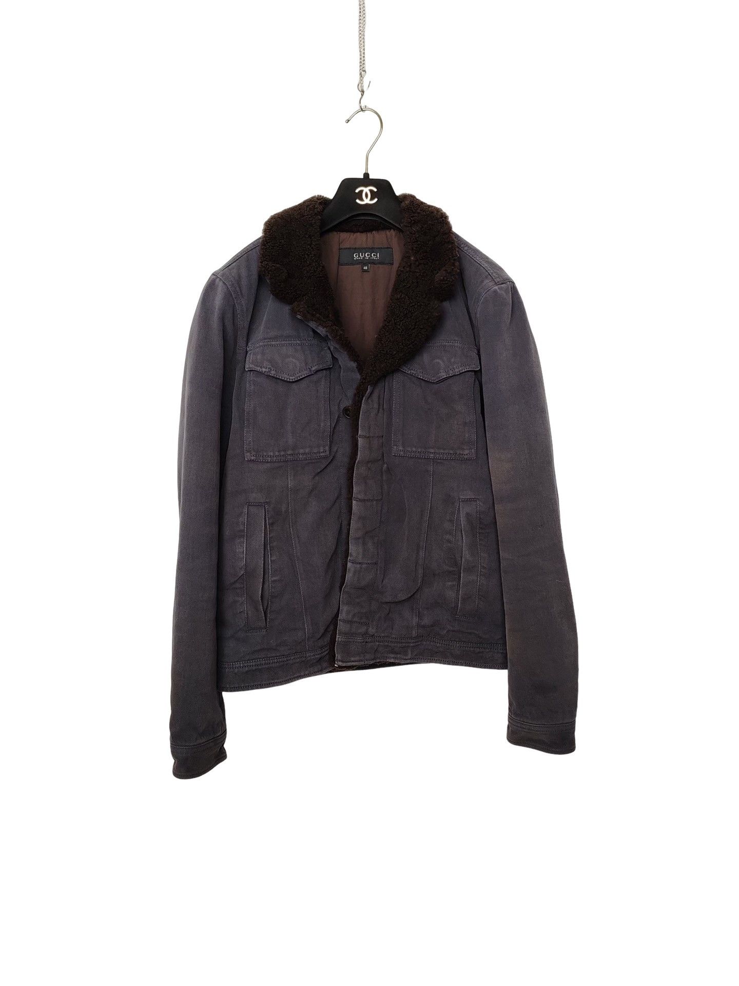 Gucci Gucci Shearling Collar Denim Jacket Size M Size US M / EU 48-50 / 2 - 1 Thumbnail