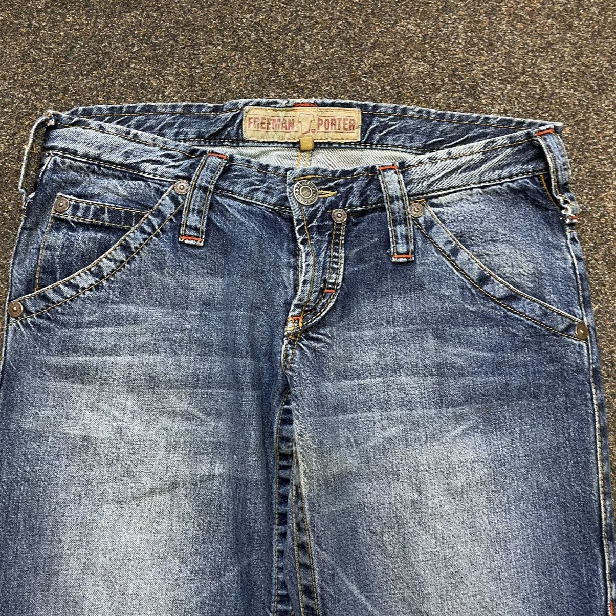Vintage Y2K Baggy Wide Leg Distressed Bootcut Jeans Thrashed Blue Size 34" / US 12 / IT 48 - 4 Thumbnail