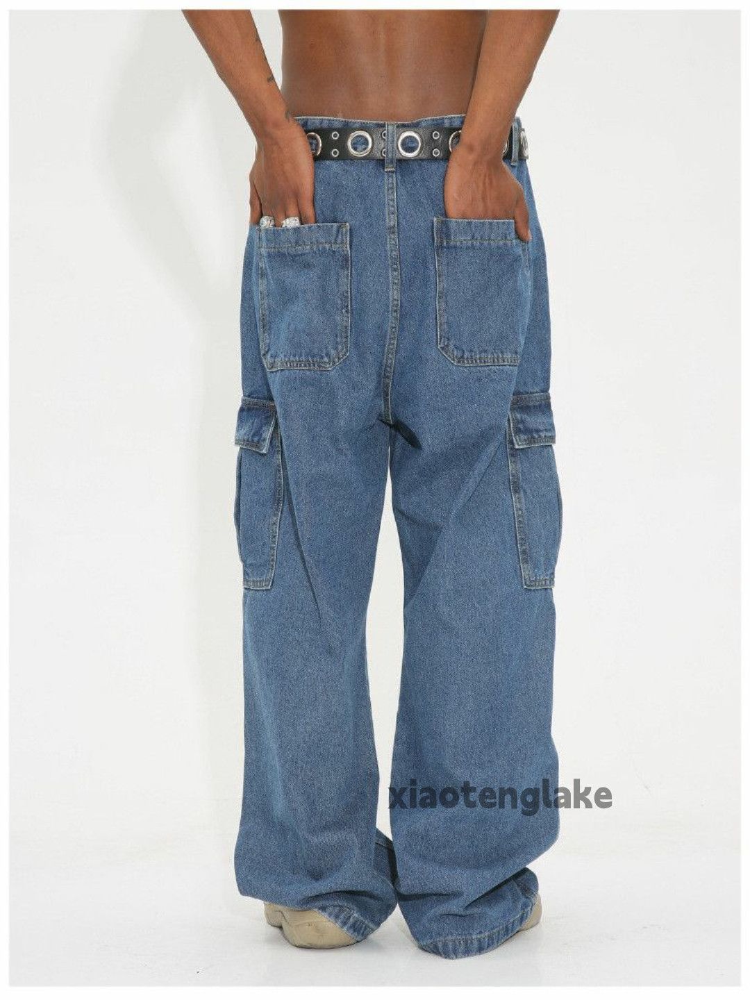 Vintage washed faded loose baggy skate hiphop cargo jeans Size US 32 / EU 48 - 4 Thumbnail