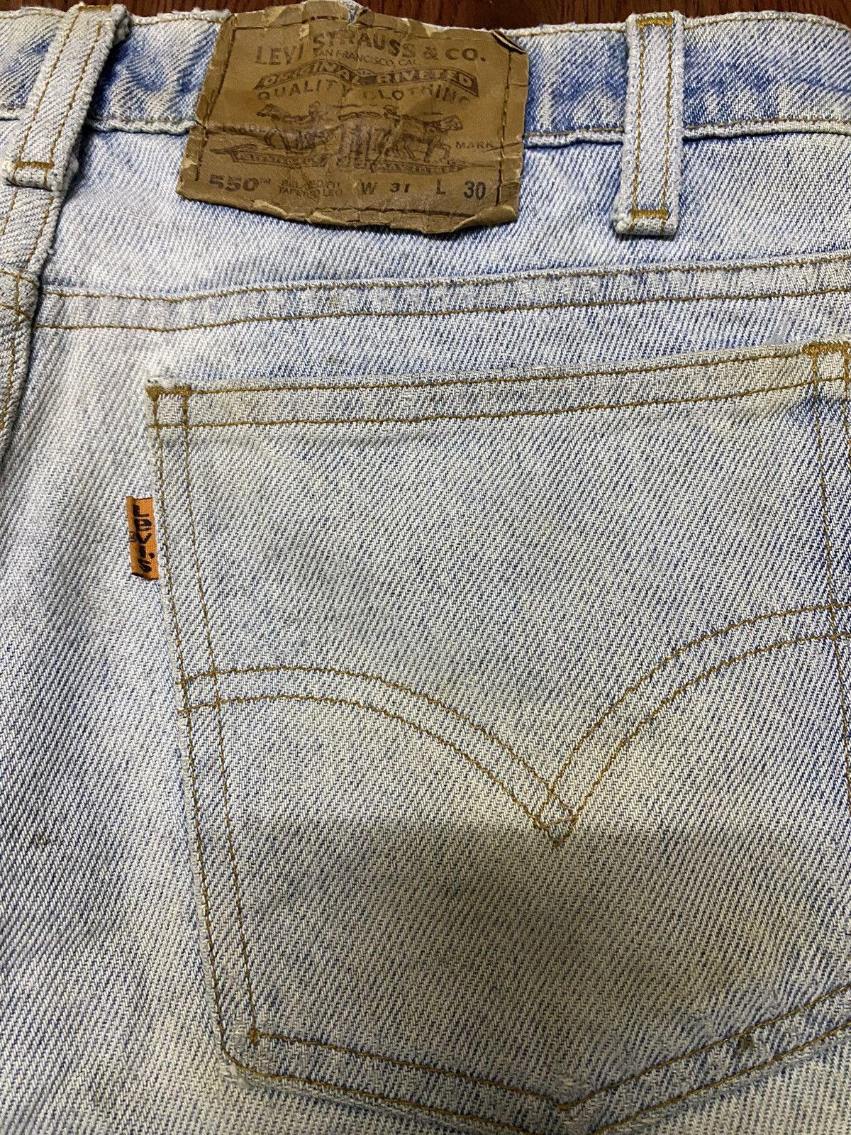Levi's Vintage Clothing Vintage 80s Levis 550 Orange Tab Mud Wash Denim Jorts Size US 31 - 4 Thumbnail