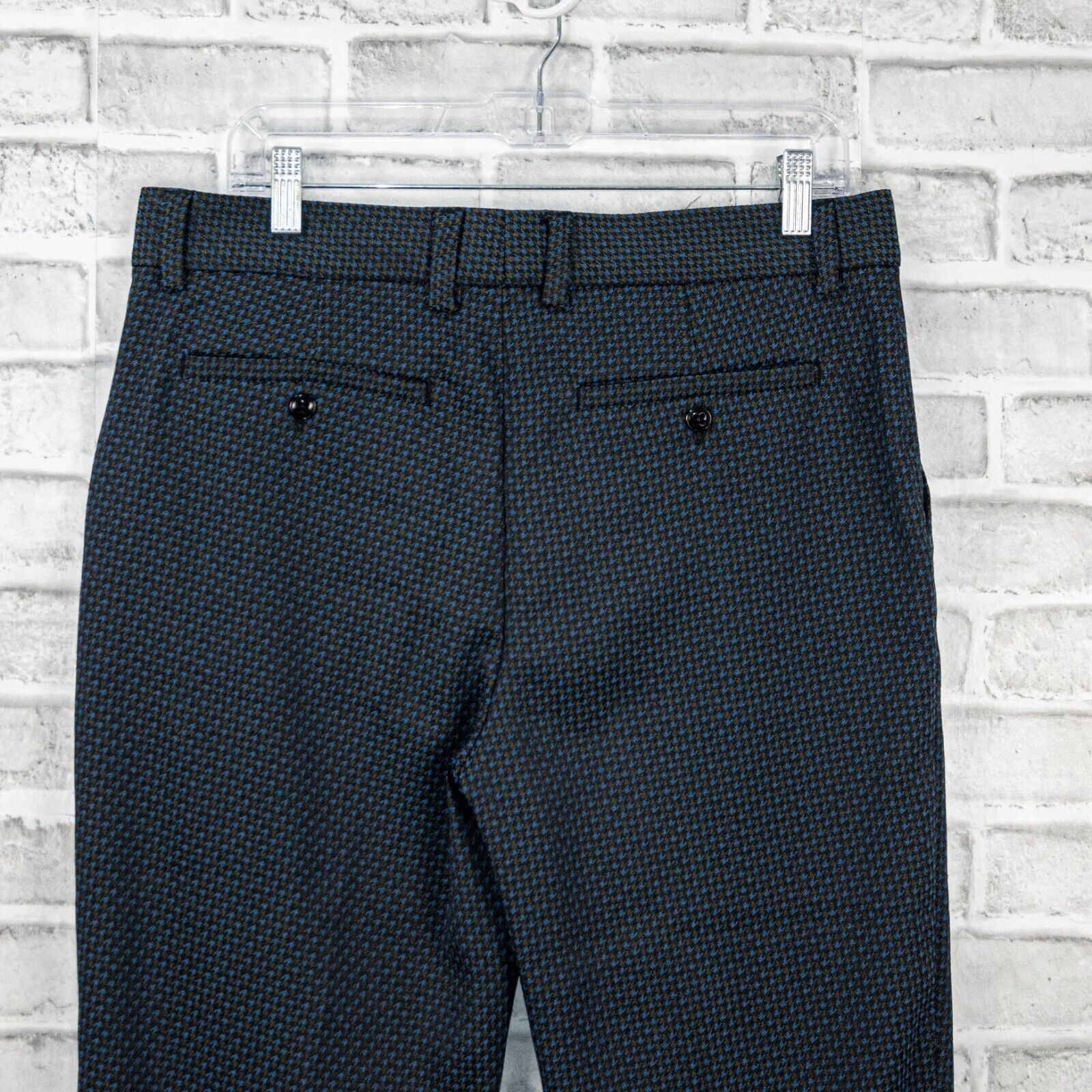 Mr Turk MR TURK Blue Houndstooth Trouser Dress Pants flat front Size US 32 / EU 48 - 8 Thumbnail