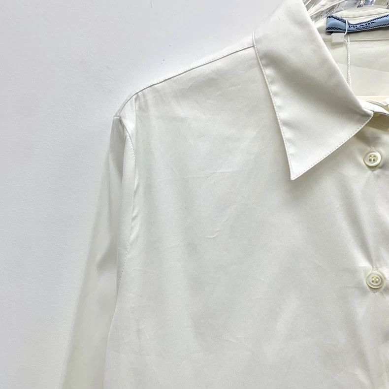 Prada Prada White Cotton Long Sleeve ButtonUp Shirt -2505 Size US M / EU 48-50 / 2 - 3 Thumbnail