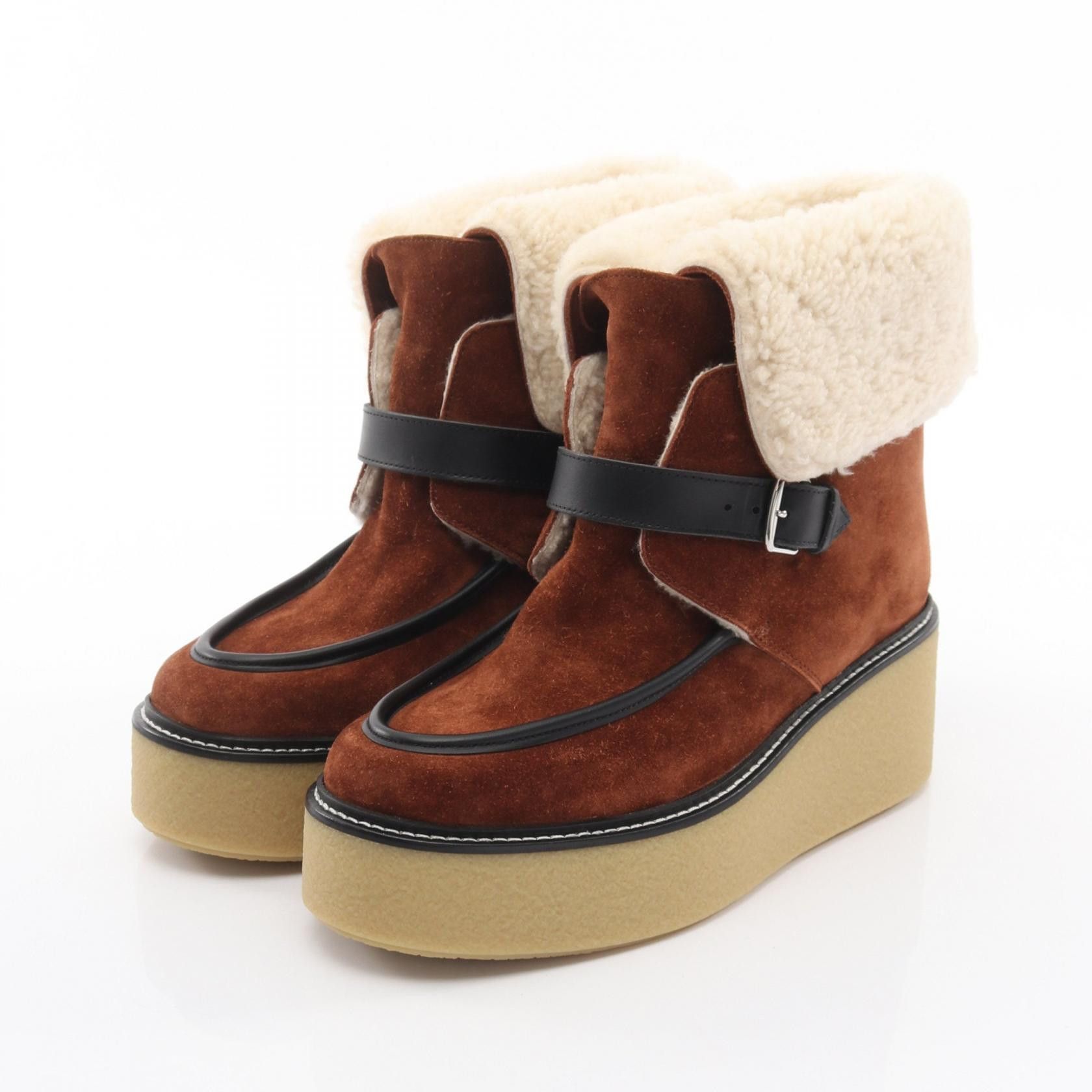 Hermes Hermes Hermes Emisphere Shearling Suede Boots Leather Shoes DUTY FREE for USA Size ONE SIZE - 1 Thumbnail
