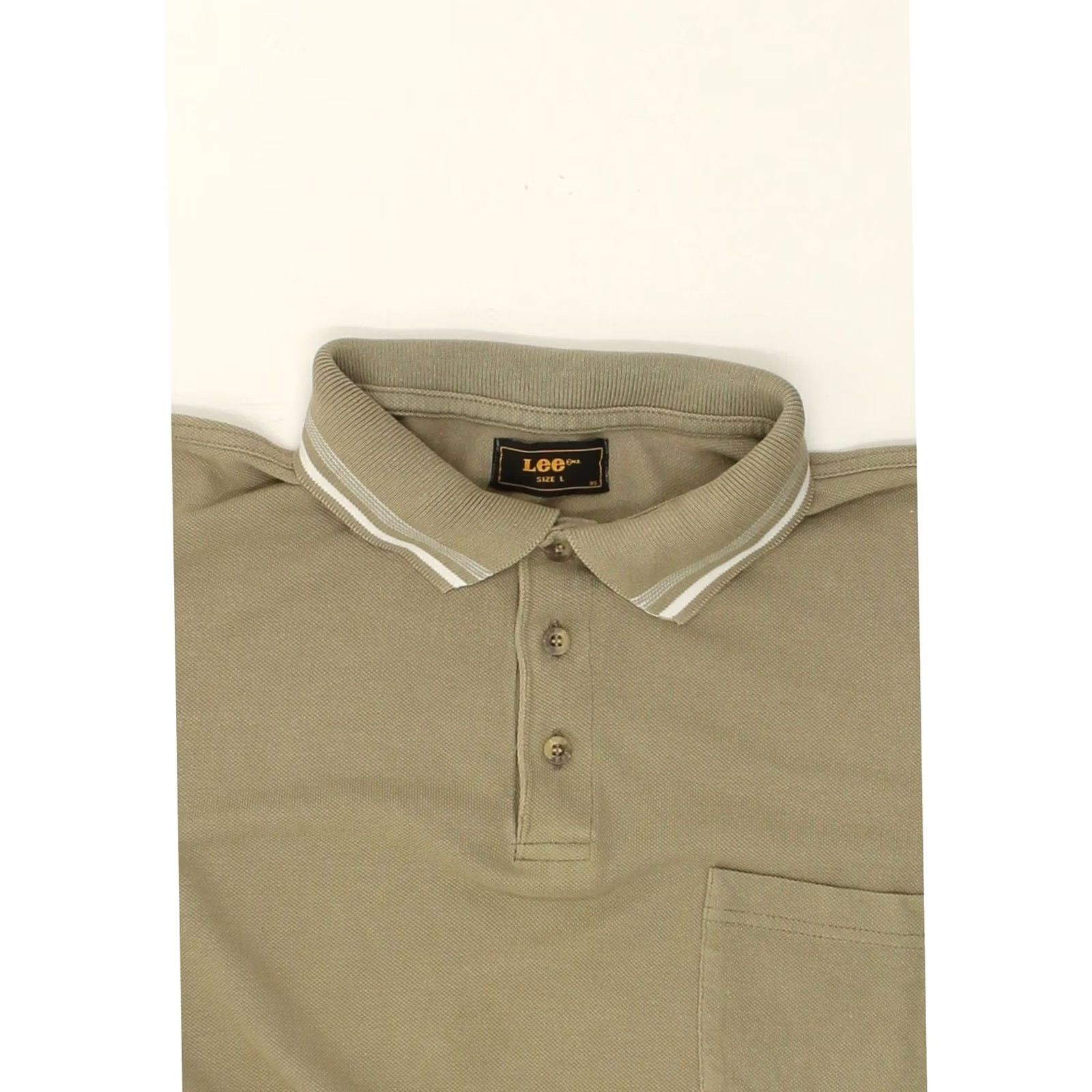 Lee LEE Polo Shirt Mens Large Khaki Cotton QT06 - Polo, Solid, Regular Fit, Short Sleeve, Pullover, with Logo Size US L / EU 52-54 / 3 - 3 Thumbnail
