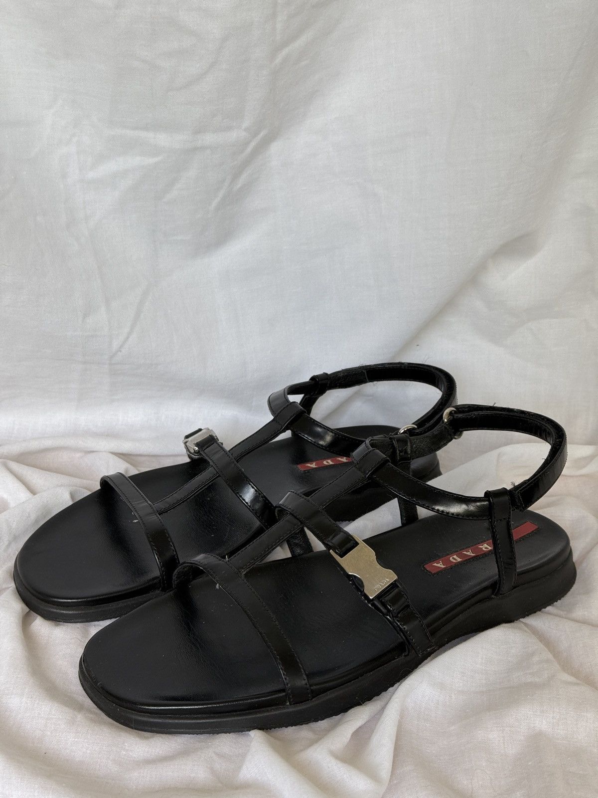 Prada Prada Black Leather Strappy Sandals Buckle Size US 7.5 / IT 37.5 - 1 Thumbnail