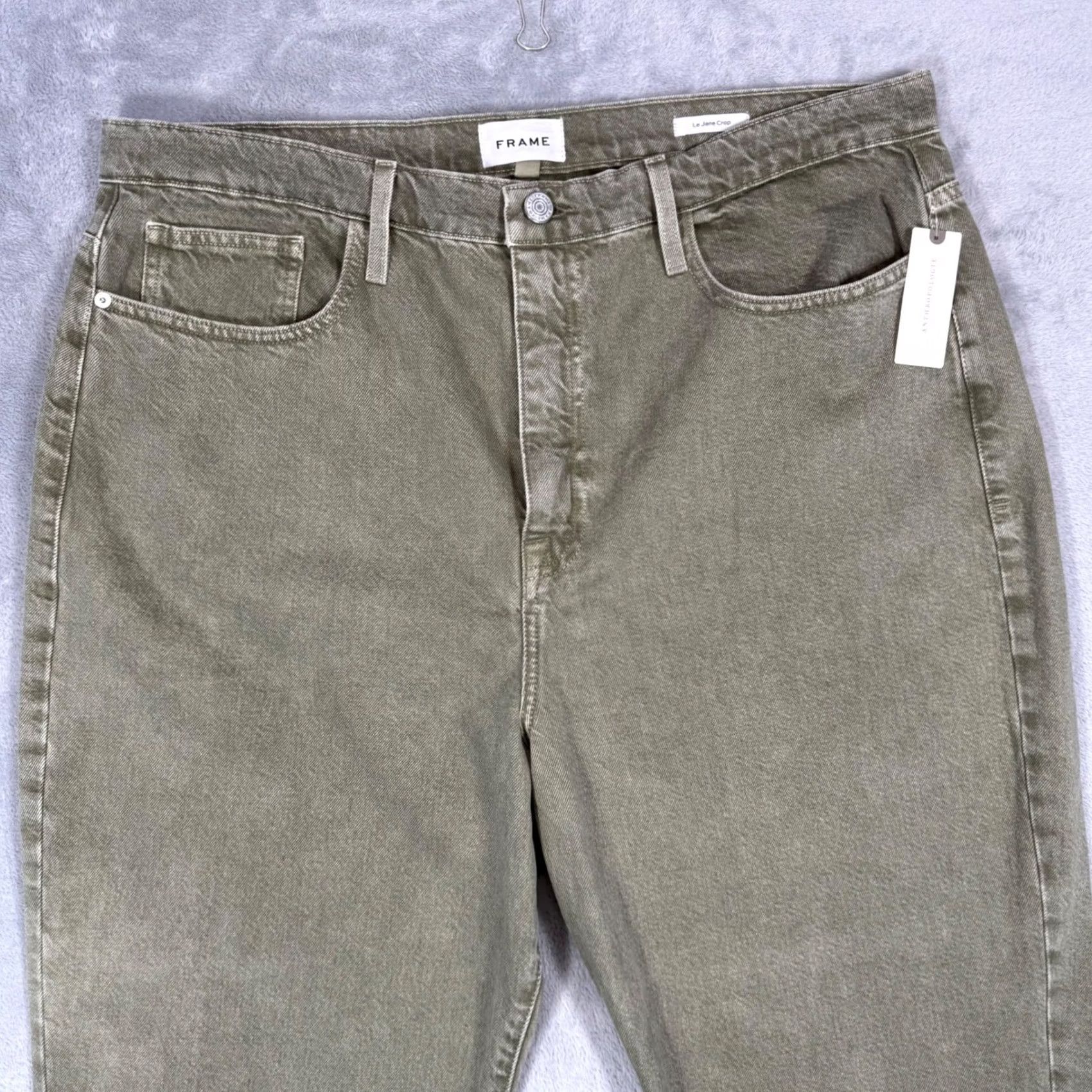 Frame FRAME Le Jane Crop Olive Green High Rise Straight Leg Jeans Women's 34 NEW Size 24" / US 00 / IT 34 - 4 Thumbnail