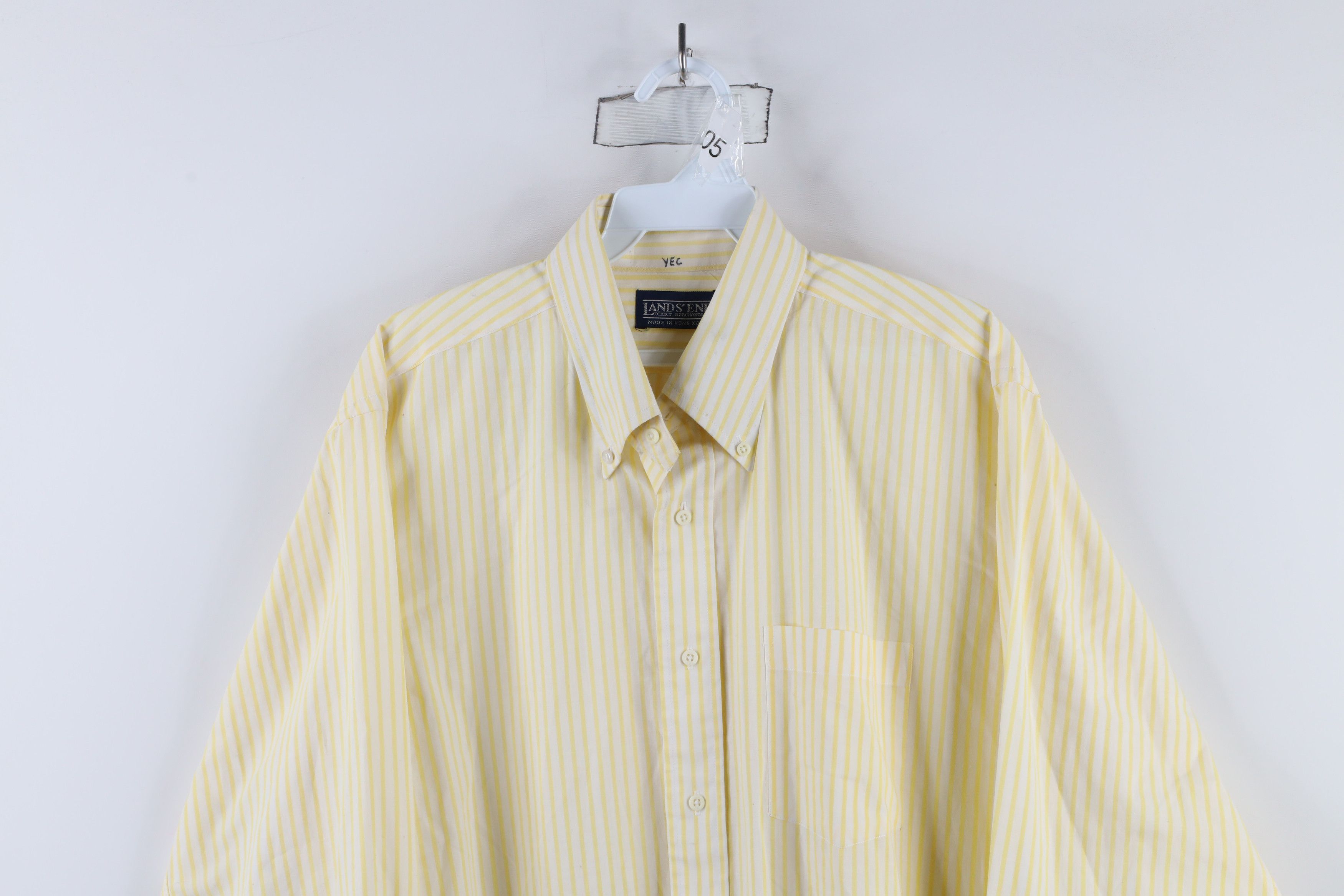 Lands' End × Vintage Vintage 90s Lands End Collared Button Down Shirt Yellow Size US M / EU 48-50 / 2 - 2 Thumbnail