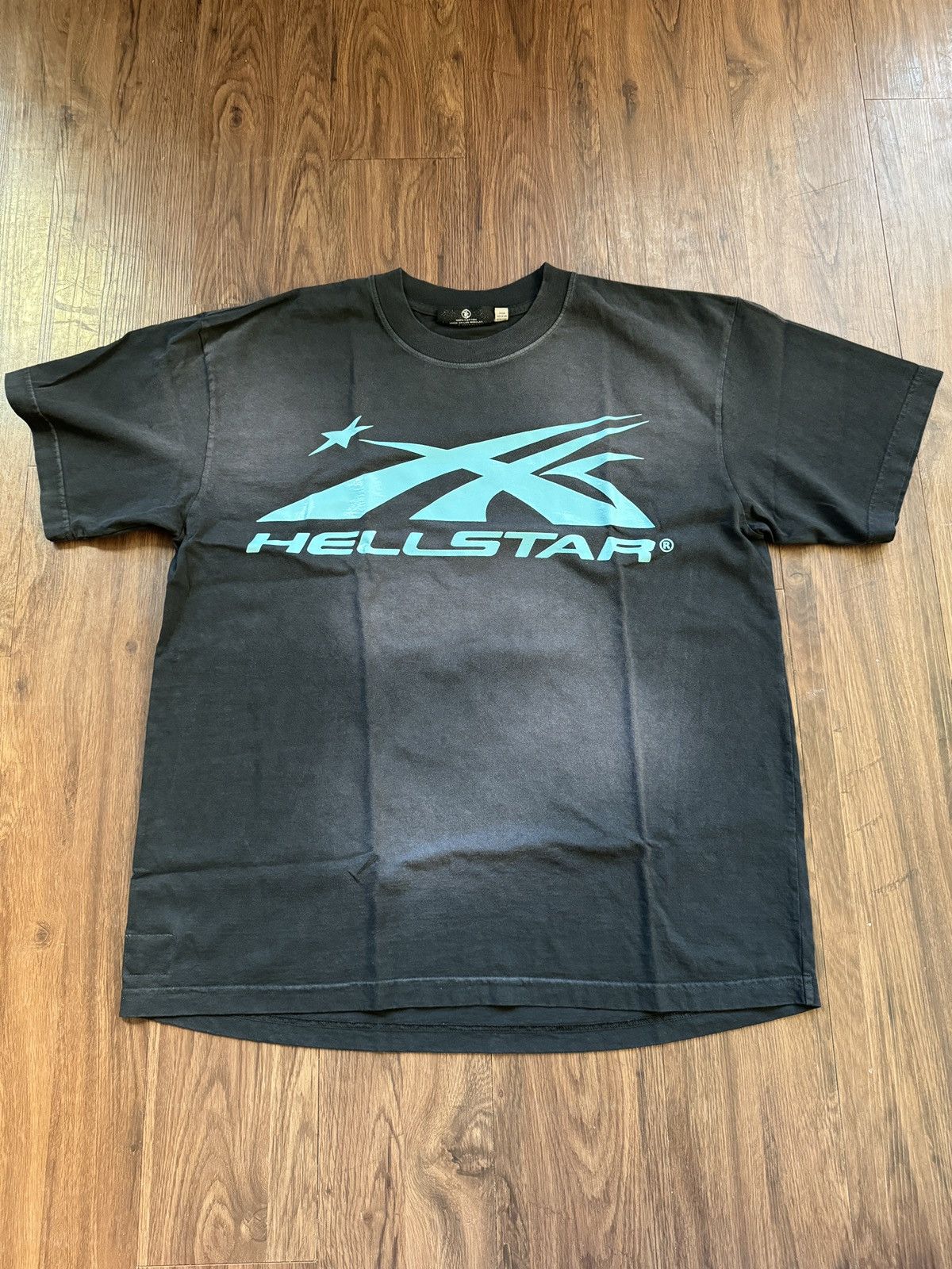 image of Hellstar Classic Tee Size Large Aqua Blue New Ships Asap in Black, Men's