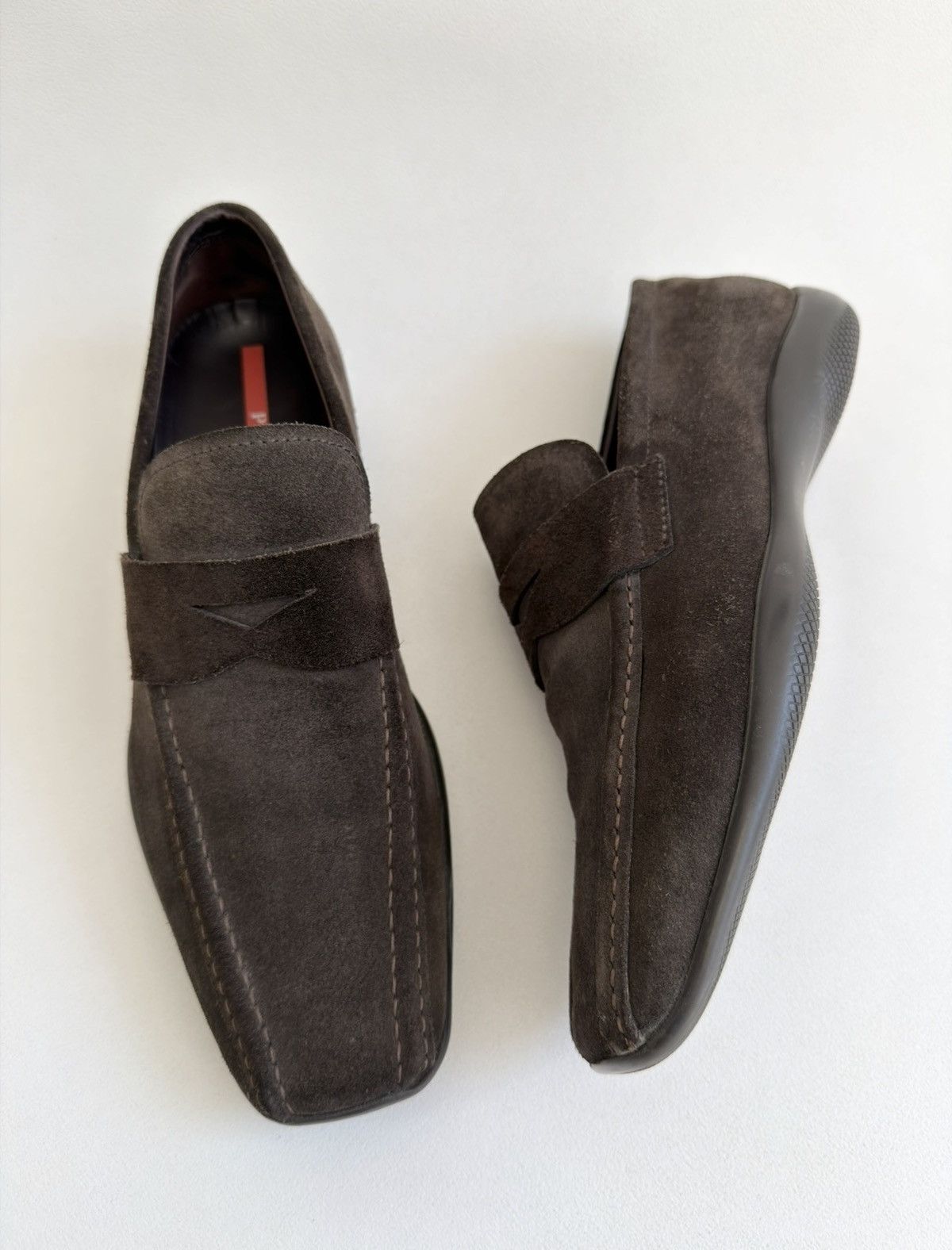 Prada Brown Suede ‘Square Toe’ Loafers Size US 8 / EU 41 - 18 Thumbnail
