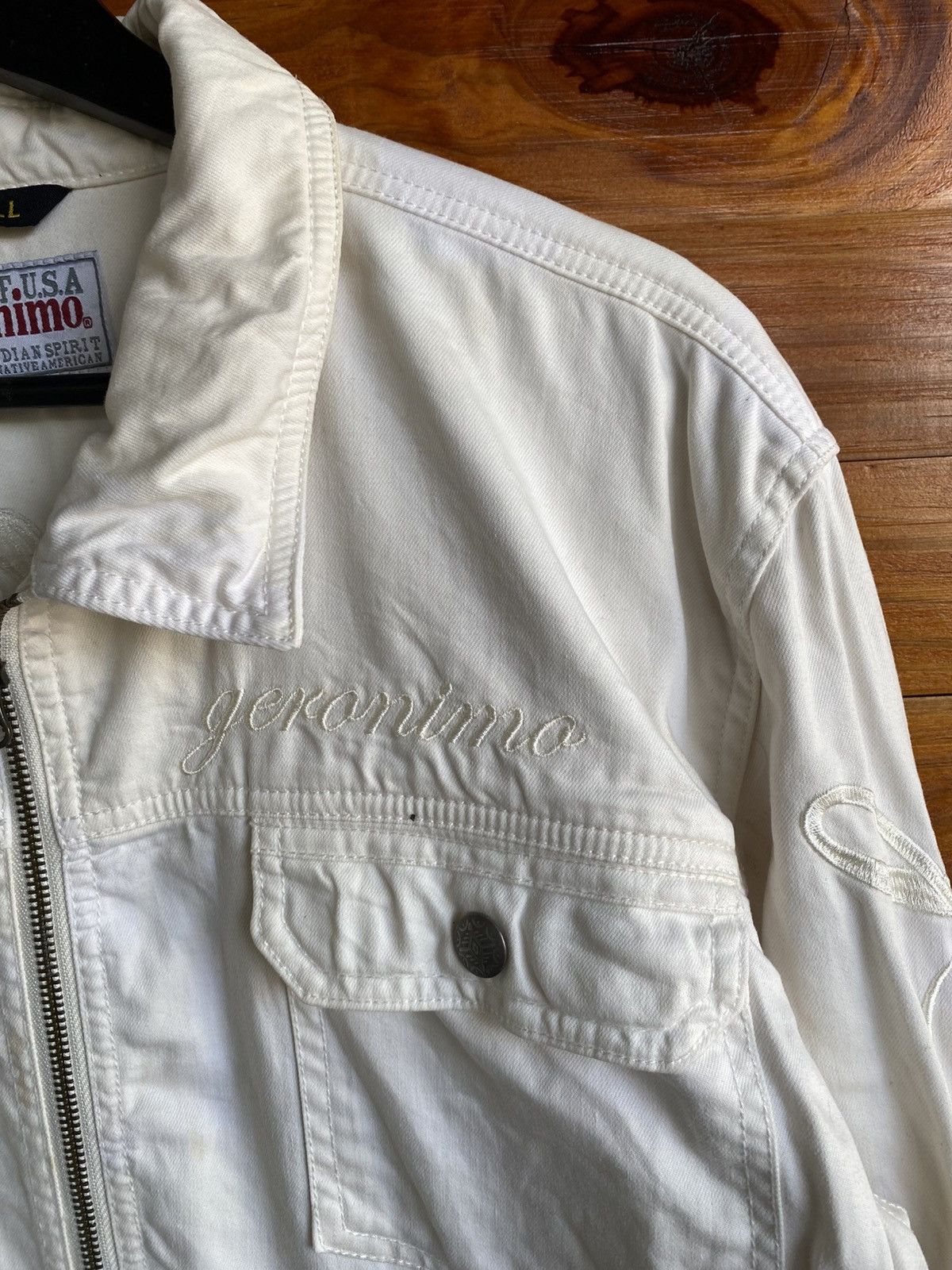 Japanese Brand Vintage Geronimo Chief U.S.A. White Embroidered Jacket Nativ Size US S / EU 44-46 / 1 - 6 Thumbnail