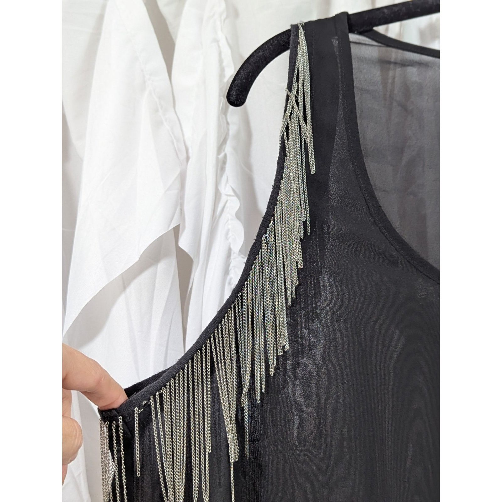 Rock & Republic Rock & Republic Black Sheer Chain Tank Cami Large Grunge Size L / US 10 / IT 46 - 4 Thumbnail