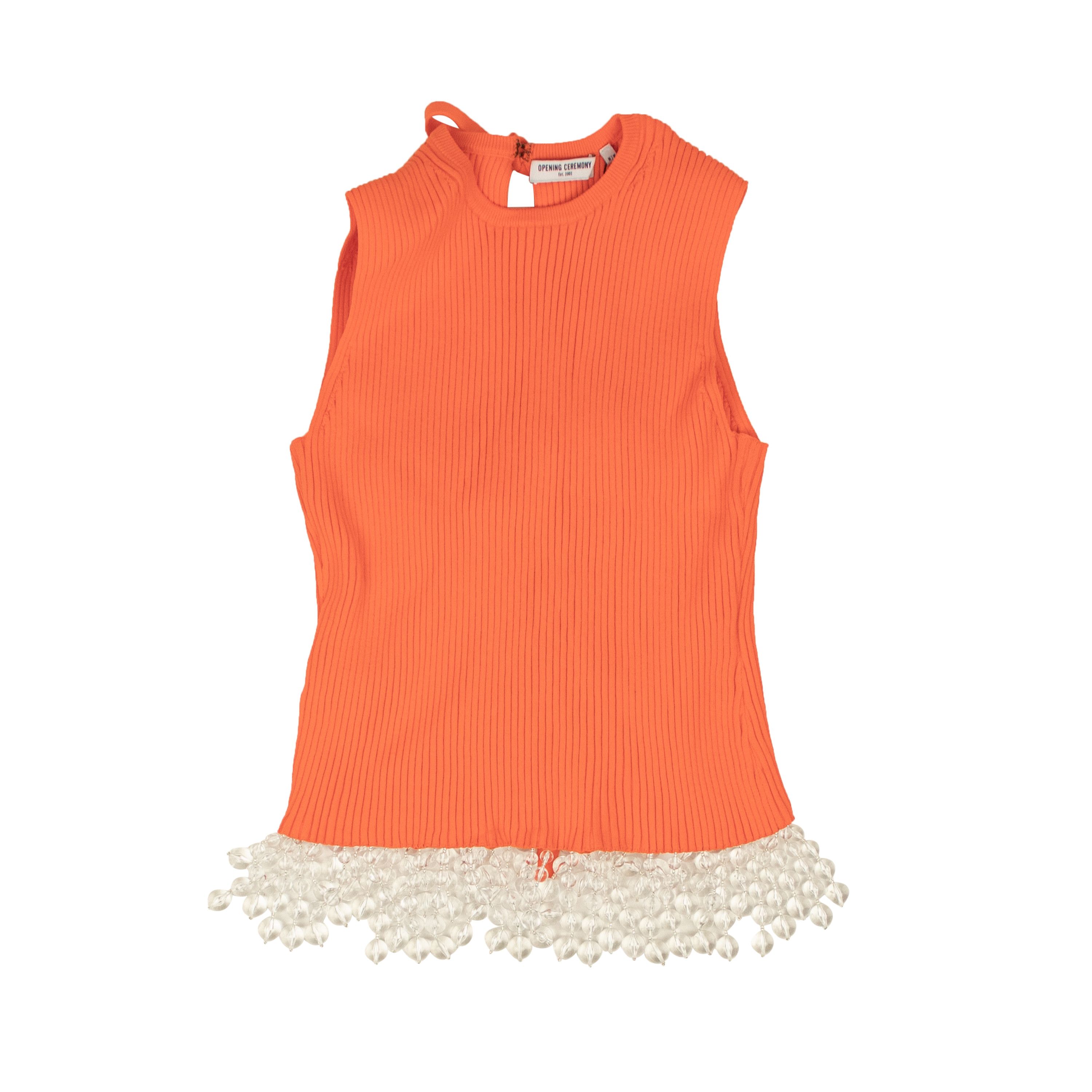 image of Opening Ceremony Orange Beaded Open Back Knit Top Size S, Women's