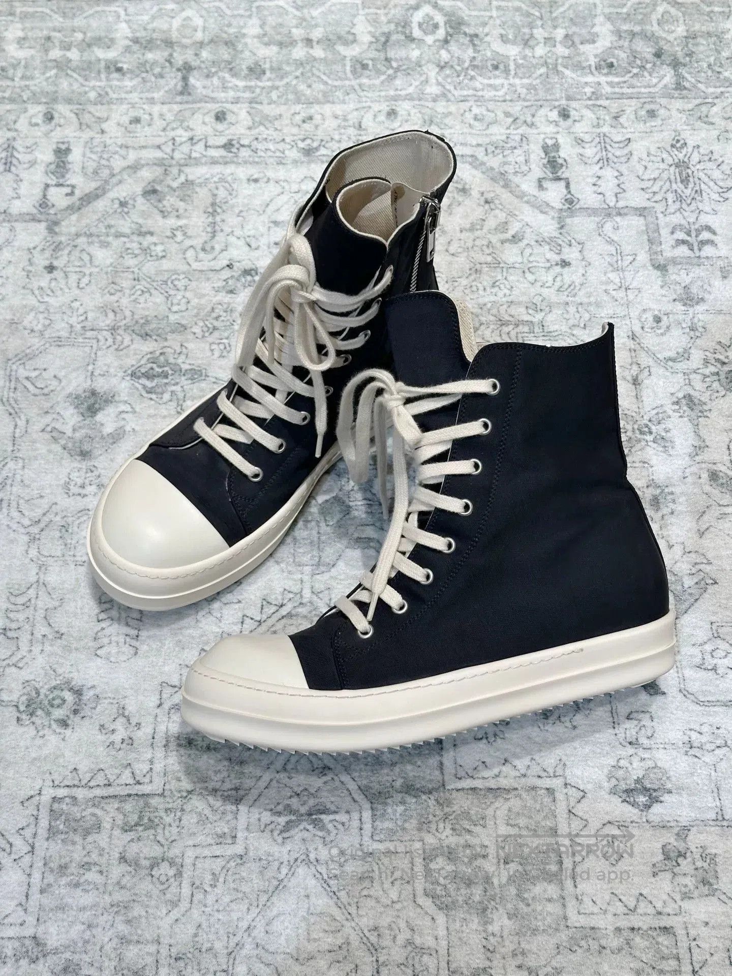 Rick Owens Drkshdw Rick Owens DRKSHDW High-Top Canvas Sneakers. Size US 7 / EU 40 - 4 Thumbnail