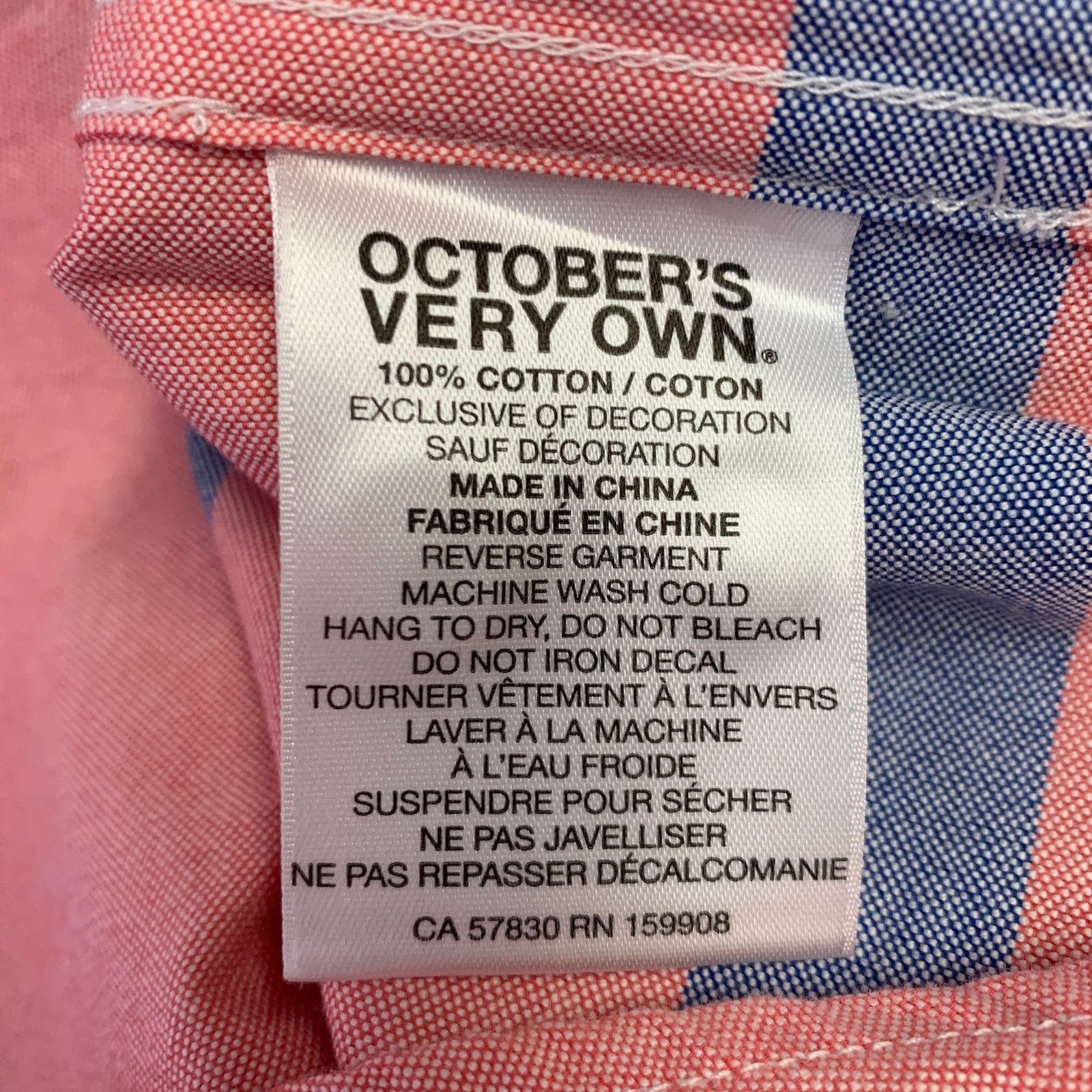 October's Very Own Size S Pink Blue Stripe Cotton Rugby Long Sleeve Shirt Size US S / EU 44-46 / 1 - 6 Thumbnail
