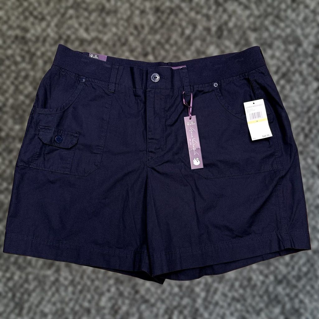 Gloria Vanderbilt gloria vanderbilt shorts womens 14 midnight affair elastic waist high rise new blue solid 14 womens shorts Size 36" / US 14 / IT 50 - 1 Thumbnail