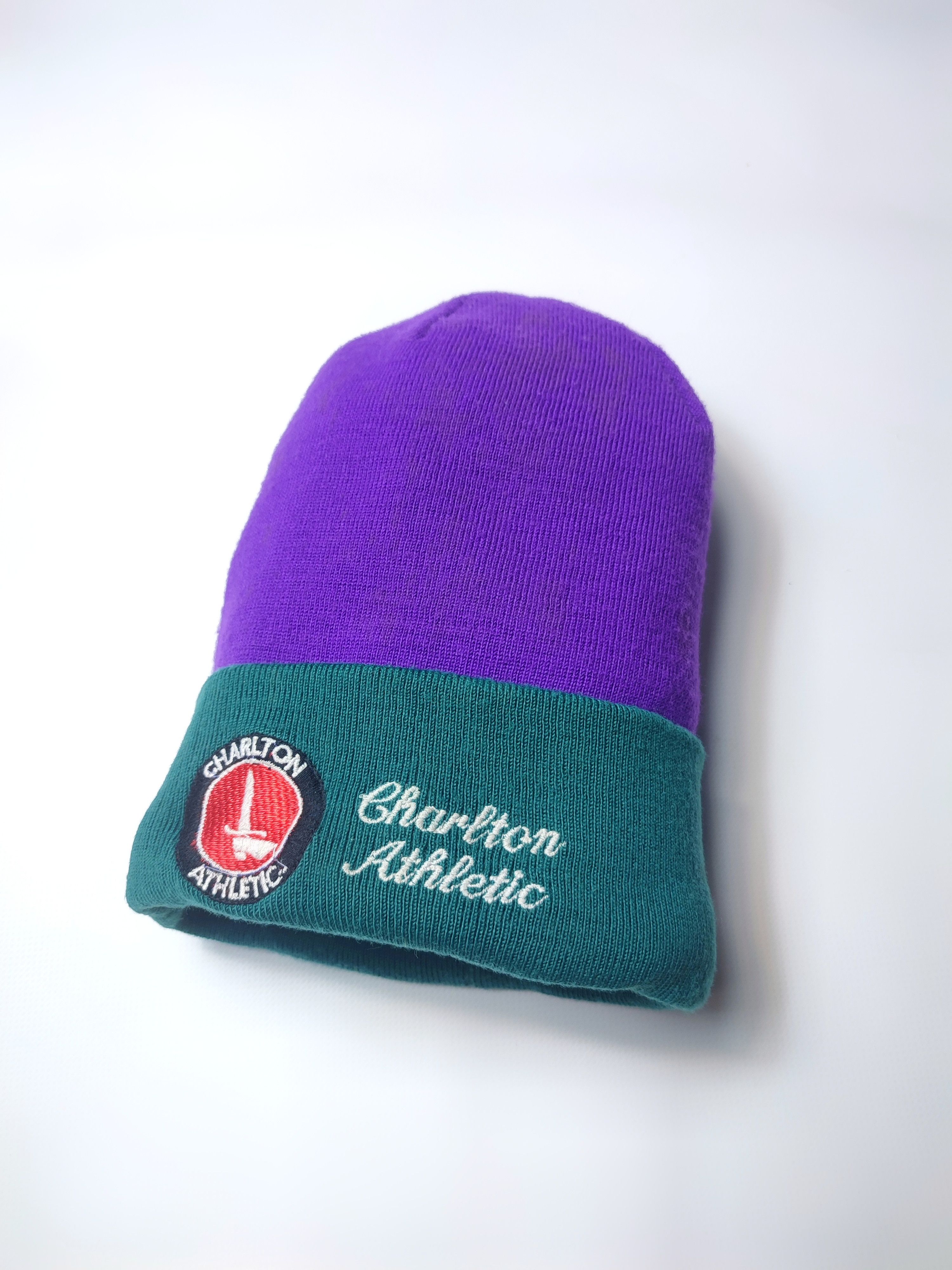 Vintage Charlton Athletic Purple Green Cuff Knit Beanie Vintage Size ONE SIZE - 5 Thumbnail