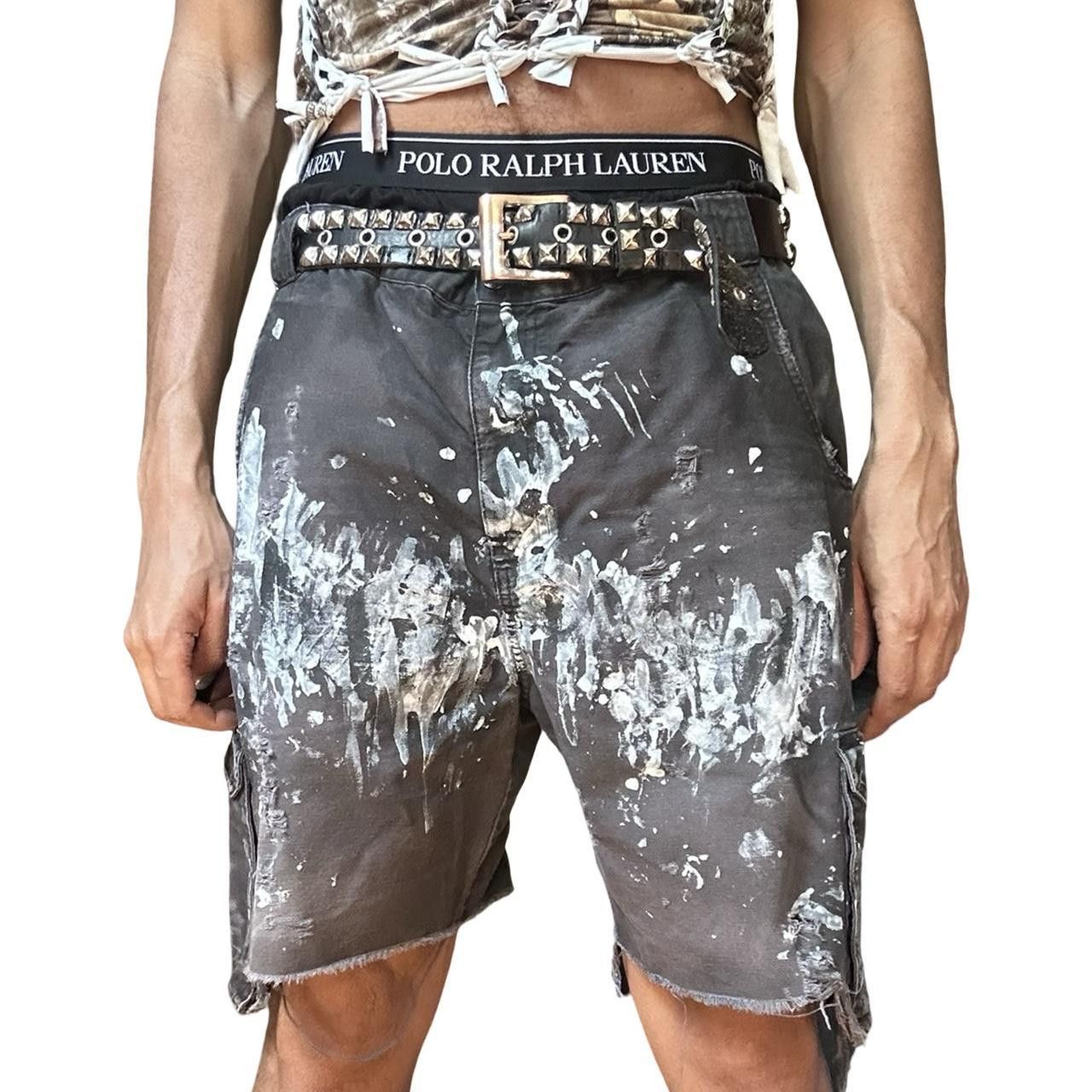Cabelas ASTROBOI* x Cabelas Pained Faded Black Cargo Shorts - 36" Size US 36 / EU 52 - 1 Thumbnail