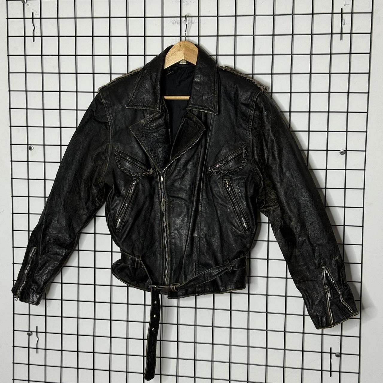 Vintage Vintage Biker Jacket Black Real Leather Faded Size US M / EU 48-50 / 2 - 2 Thumbnail