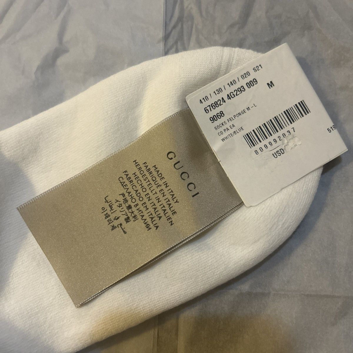 Gucci Gucci GG Logo Socks White with Blue Logo - Size M - 24-26 cm Size ONE SIZE - 3 Thumbnail