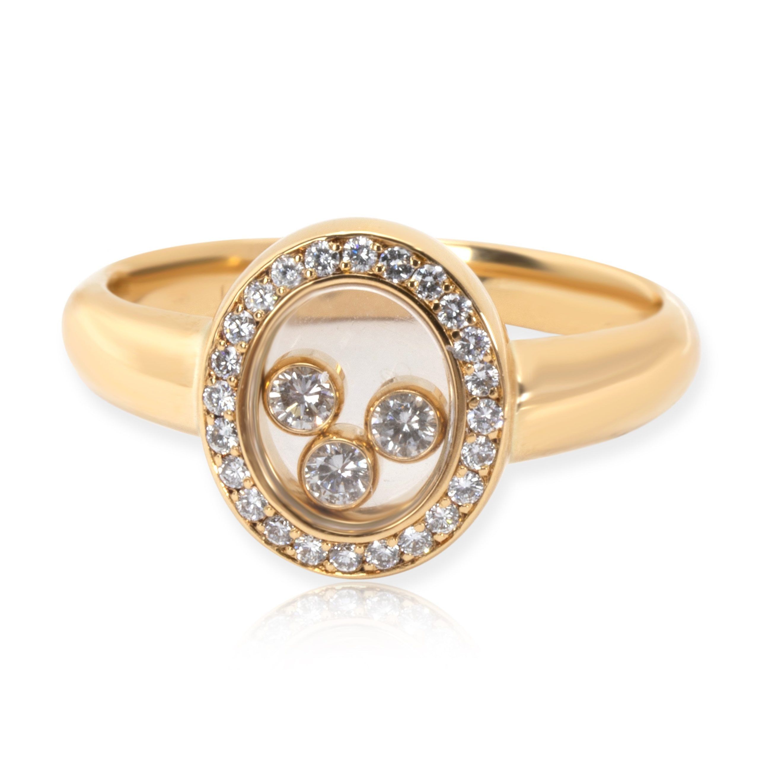image of Chopard Happy Oval Diamond Ring In 18K Yellow Gold 0.23 Ctw, Women's