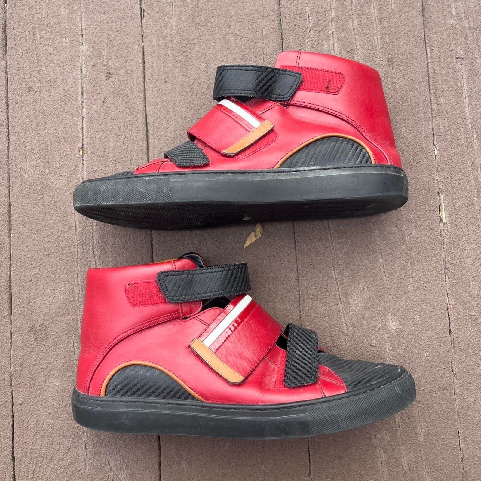 Bally Red and Black Bally Luxury Leather High Top Sneakers Size US 10 / EU 43 - 1 Thumbnail