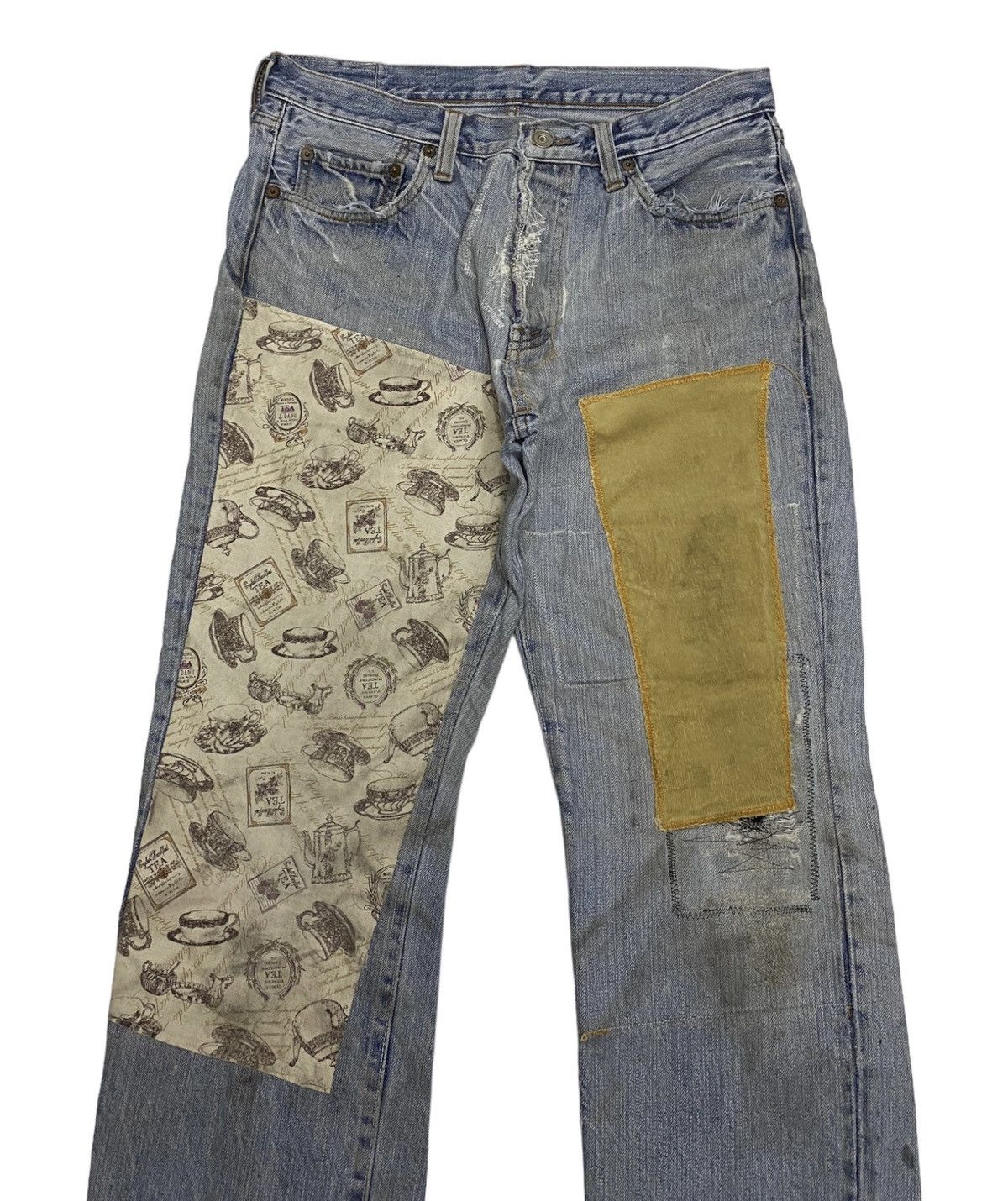 If Six Was Nine 🔥VINTAGE PATCHWORK DISTRESSED DENIM JEANS JOHN BULL KAPITAL Size US 30 / EU 46 - 5 Thumbnail