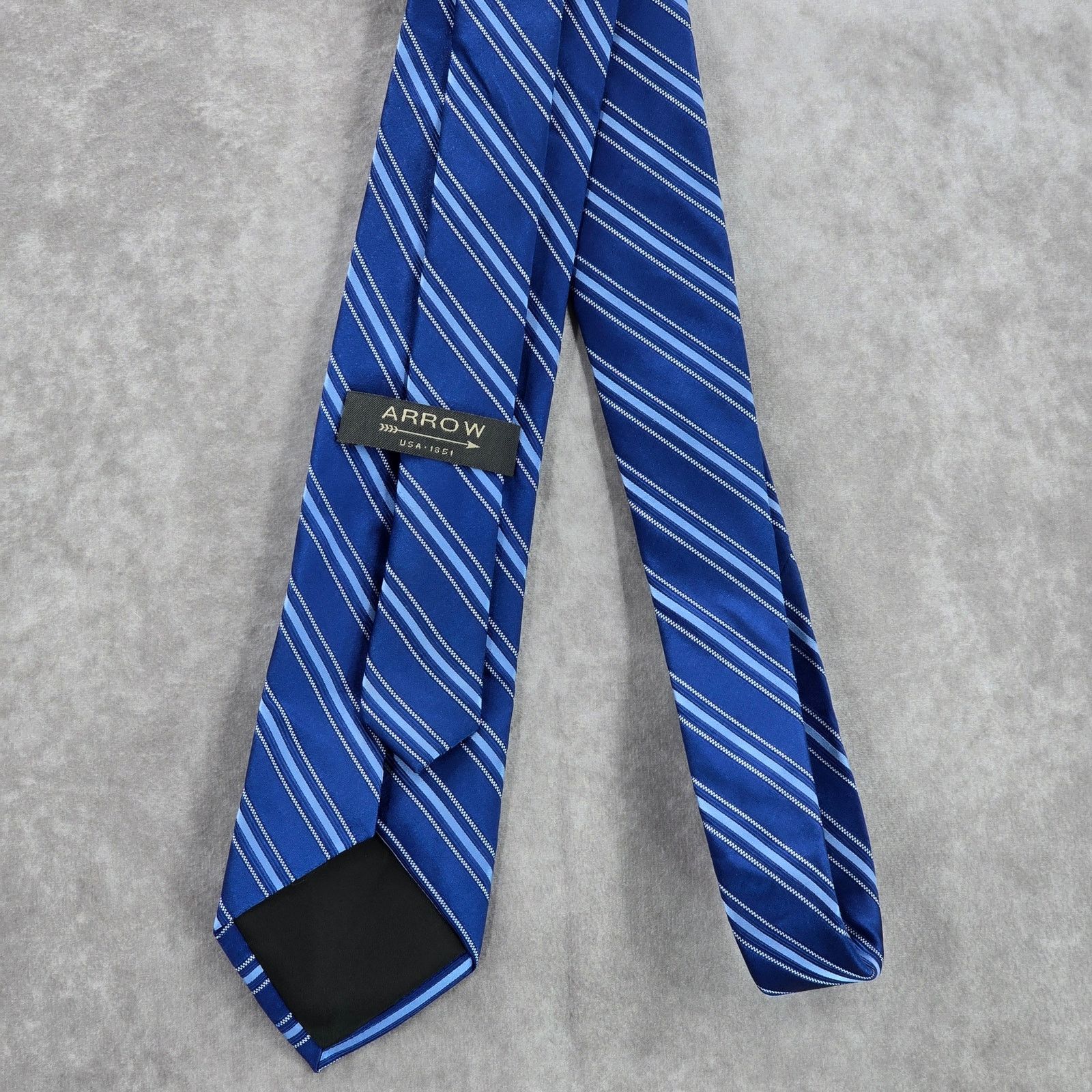 Arrow Arrow Blue Gray Silver Stripe 100% Silk Men's Neck Tie NWOT Size 30 - 3 Thumbnail