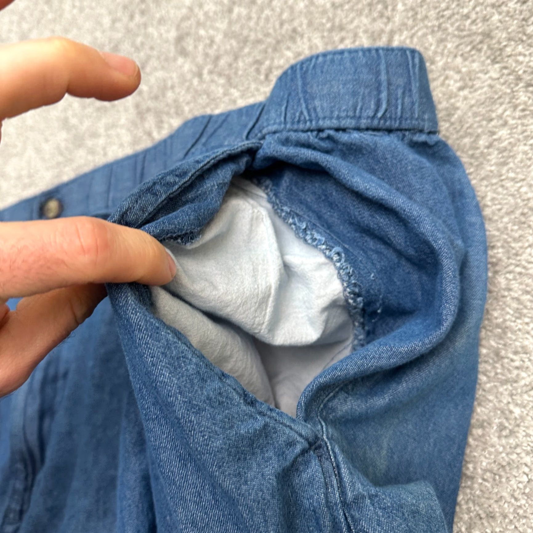 Vintage King Size Jeans Womens Tall 5XL Blue Denim Wide-Leg 51x38.5 Elastic Waist Button Zip 100% Cotton Modern Classic Vintage No Size 40" / US 18 - 6 Thumbnail