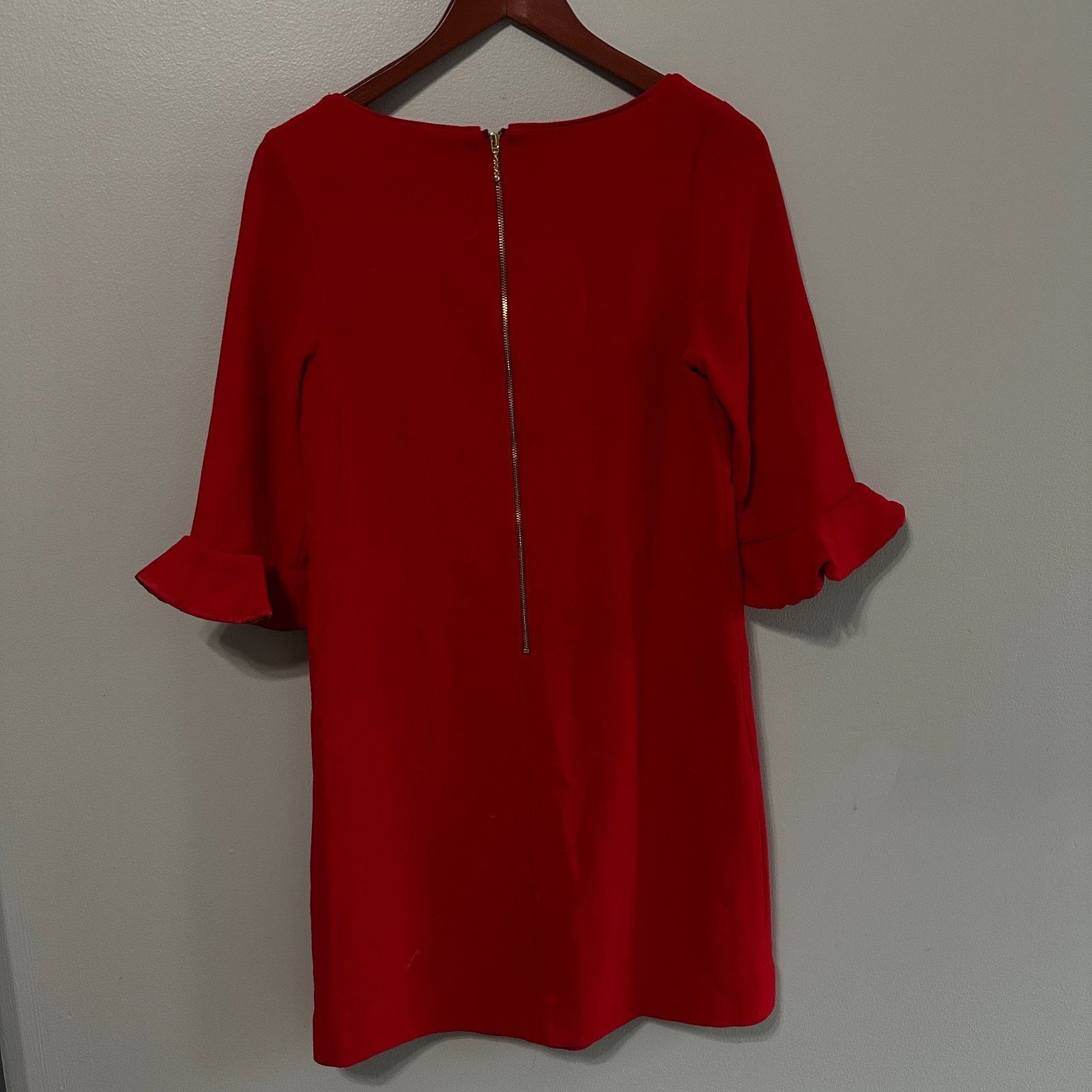 Kate Spade Kate Spade Luna Shift Dress Size 8 Red Wool Ruffle Classic Size M / US 6-8 / IT 42-44 - 4 Thumbnail