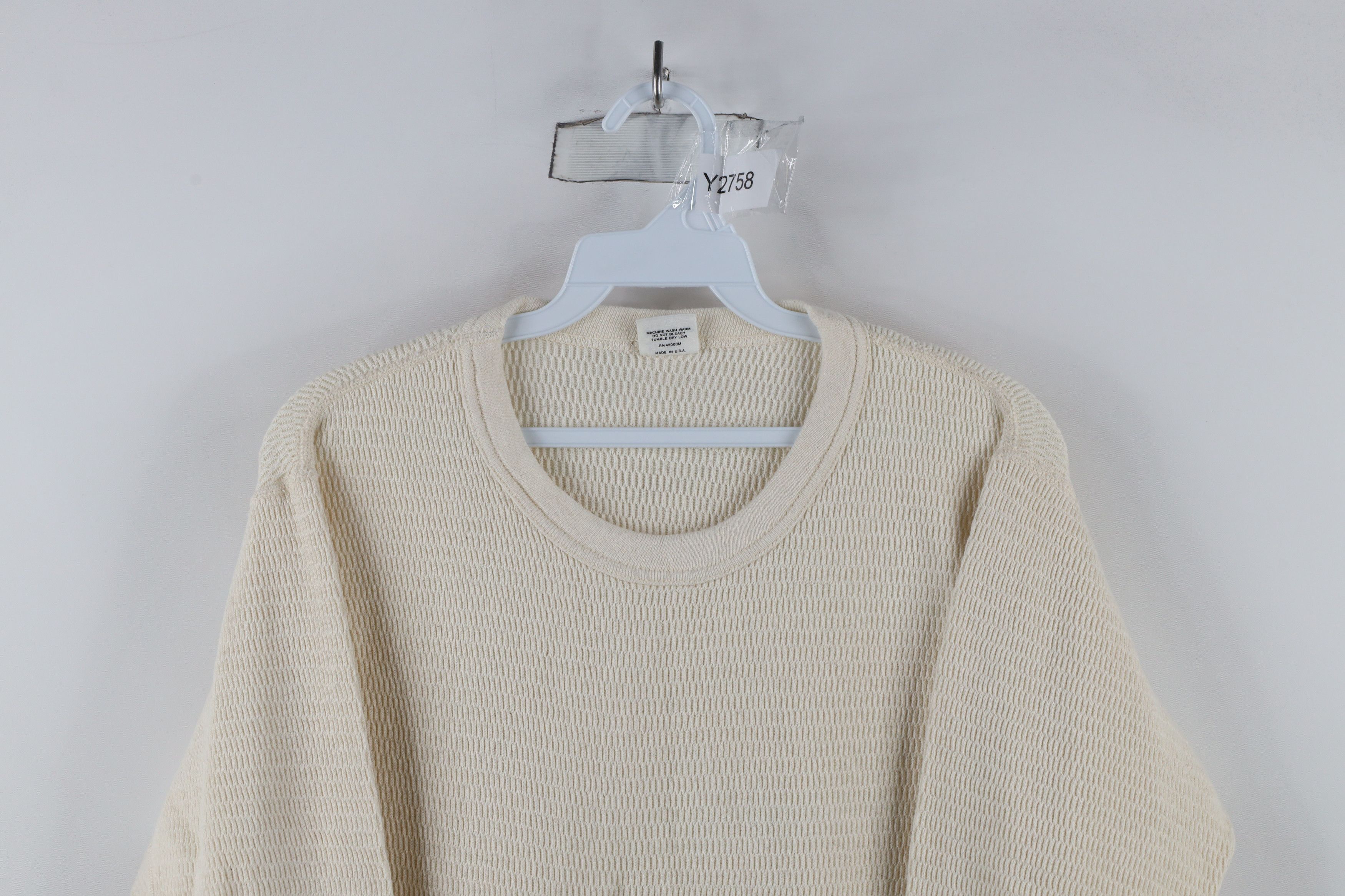 Vintage Vintage 90s Streetwear Knit Long Sleeve T-Shirt Cream USA Size US XL / EU 56 / 4 - 2 Thumbnail