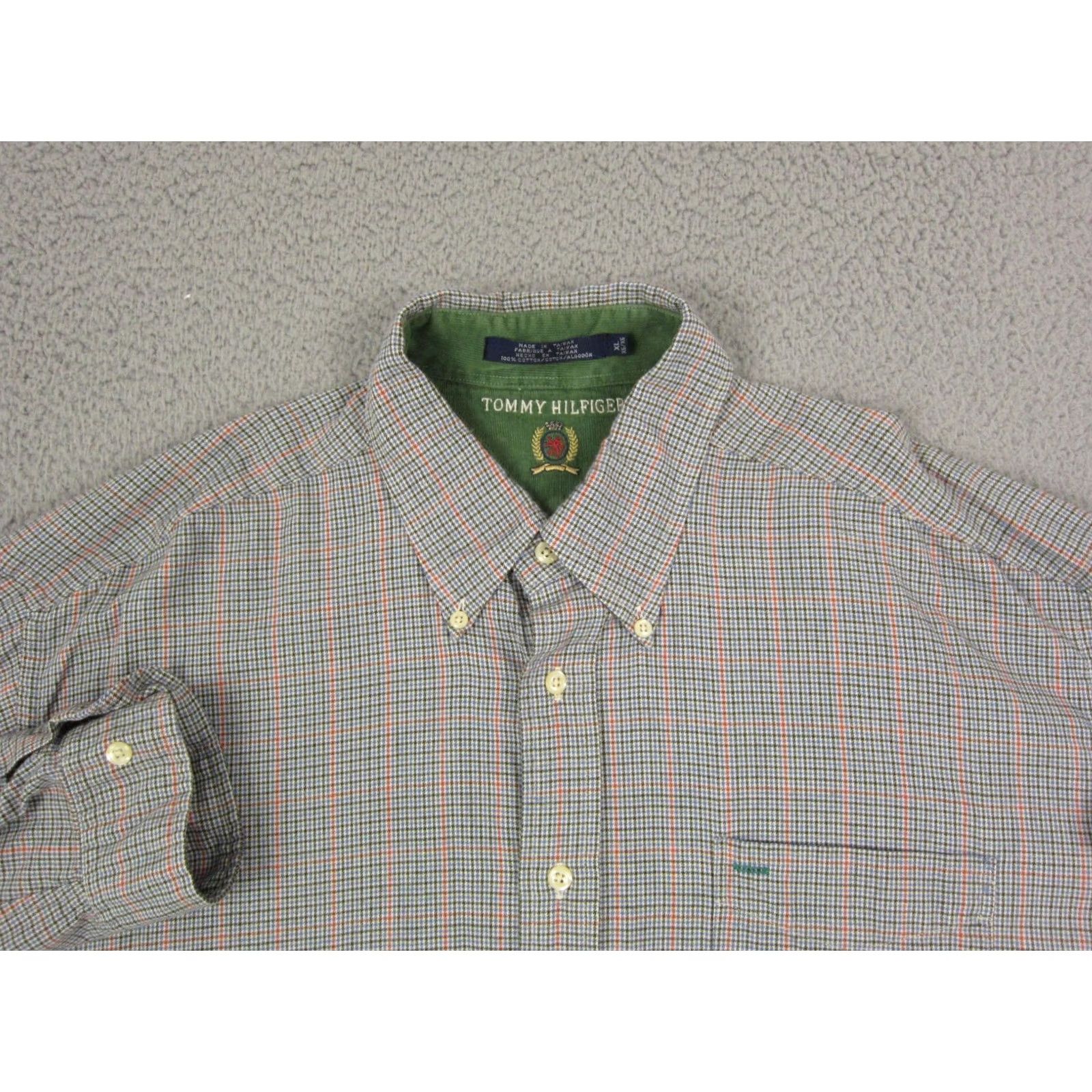 Tommy Hilfiger VINTAGE Tommy Hilfiger Shirt Adult XL Blue Houndstooth Crest 90s Men Size US XL / EU 56 / 4 - 2 Thumbnail
